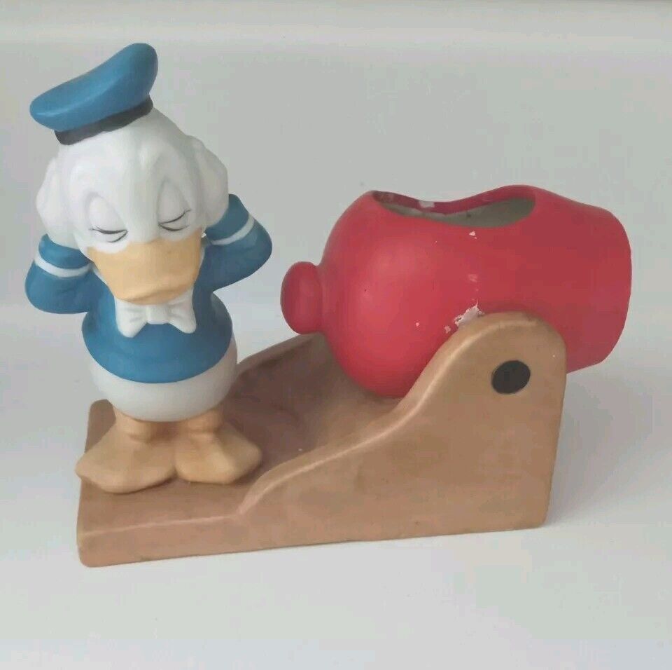 Vintage Disney Gift Ware Donald Duck Cannon Figurine Tea Light Candle Holder
