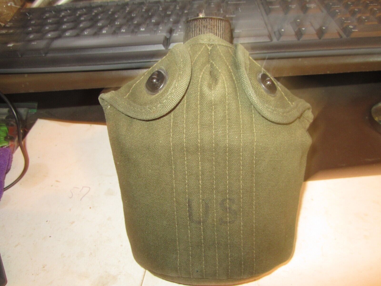 WW2 U.S. Army Canteen S M CO 1945 DATED WITH 1956 COLLETTE MFG 1910 COVER