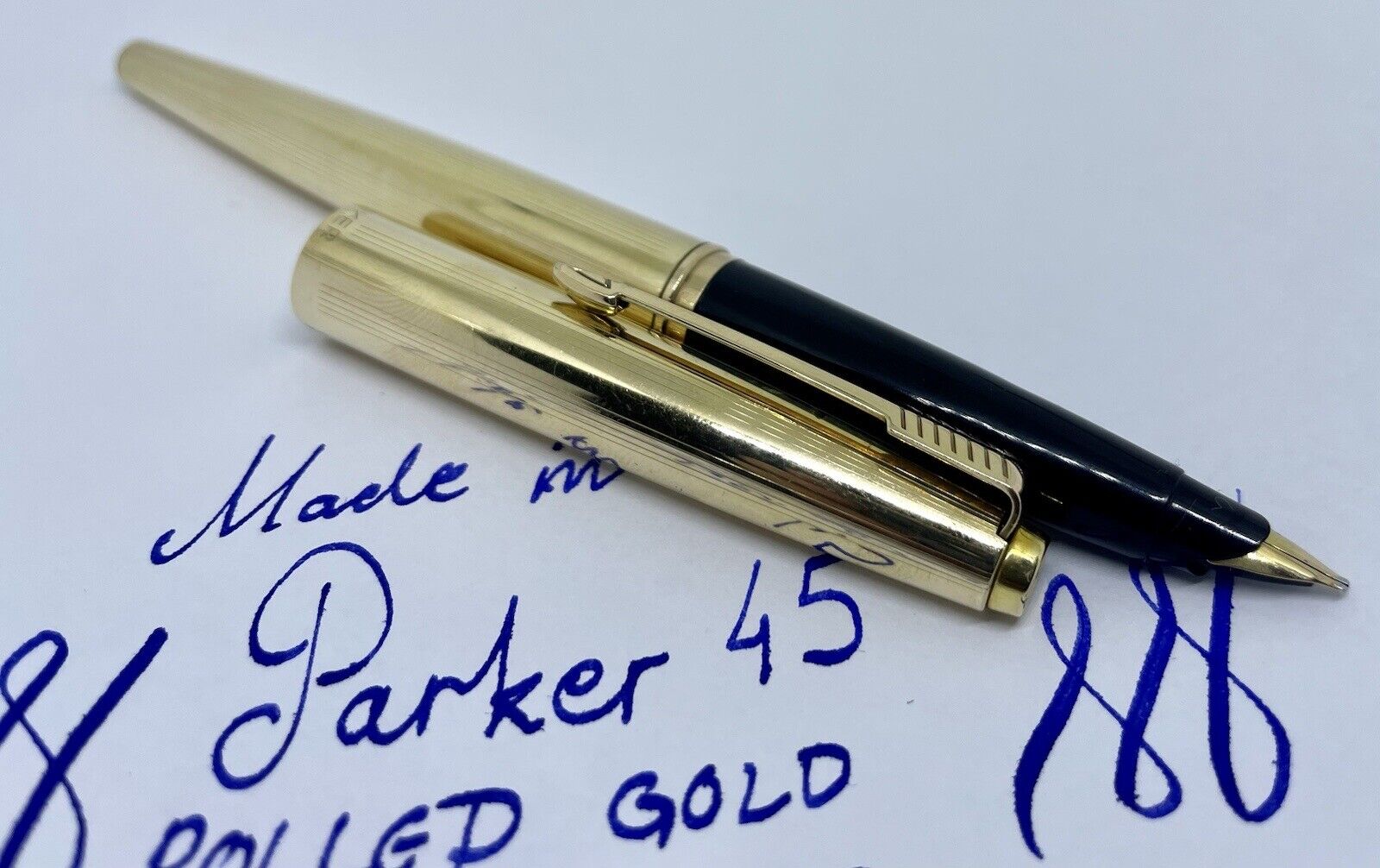 RARE Vintage Parker 45 Insignia Fountain Pen-18k B Nib- Jewel- France- Converter