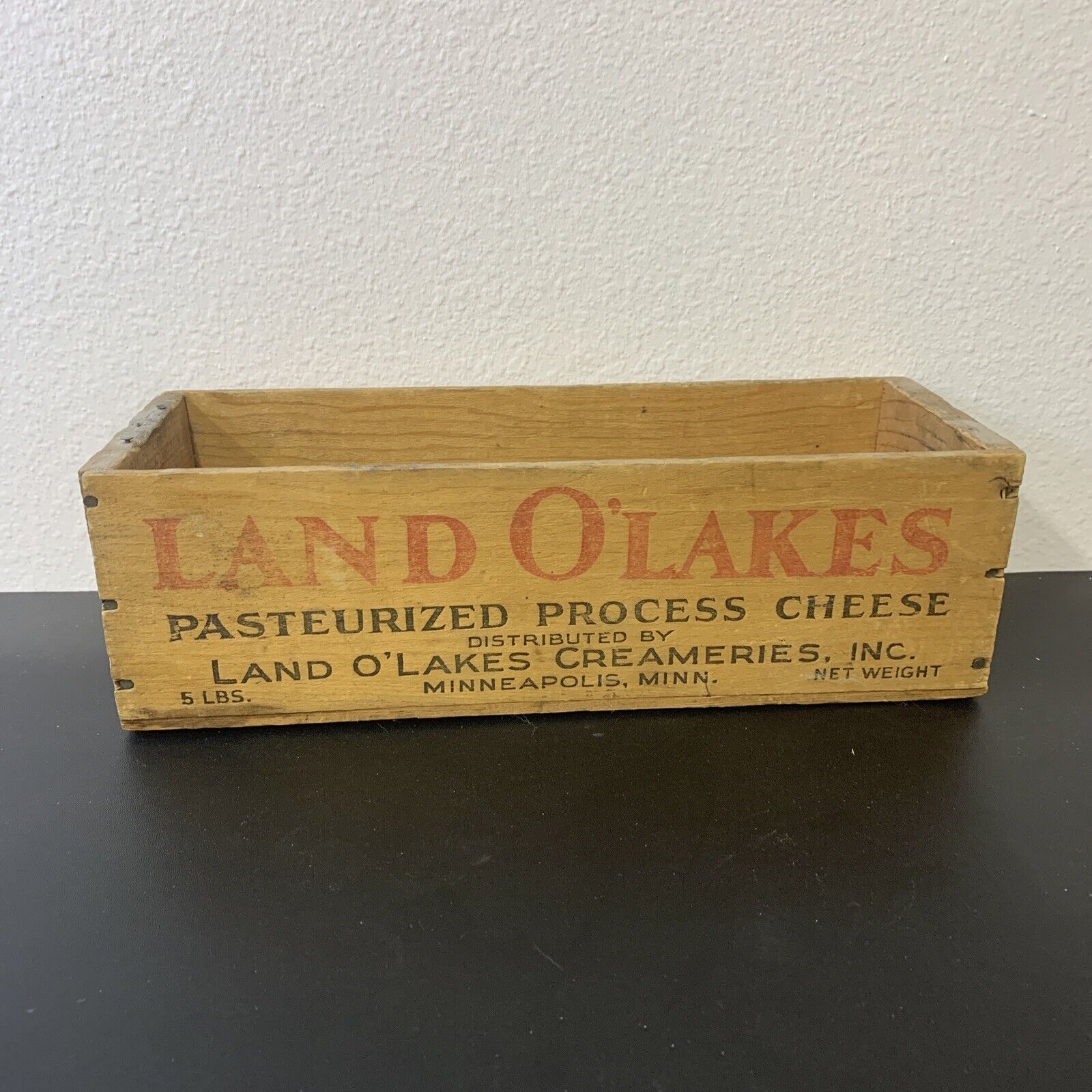 Vintage Cheese Box Land O’ Lakes Wood Box American 5 Lb. Wooden