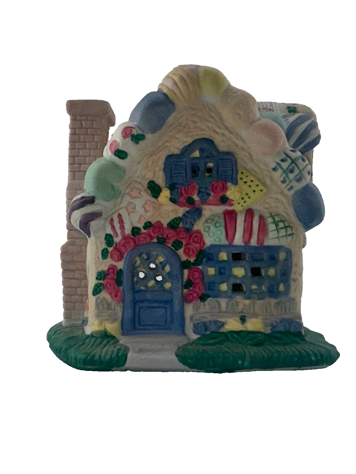 Quilted House Porcelain Votive Candle Holder Does Not Include Small Candle