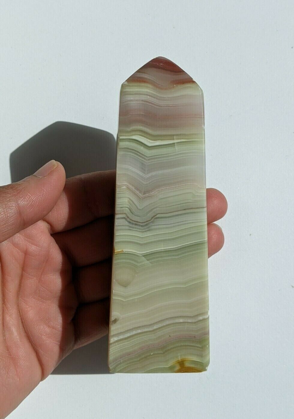 Pink Banded Onyx Tower Natural High Grade Crystal 130mm T012
