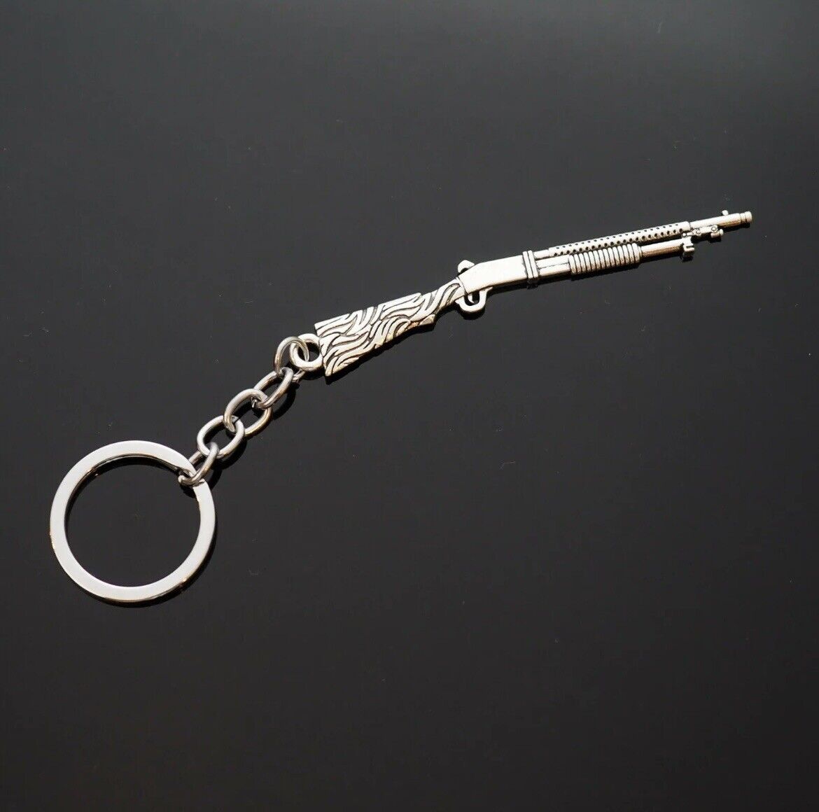 Shotgun Pistol Gun Bulldog Model Metal Keychain Mini Key Ring Chain Neckless