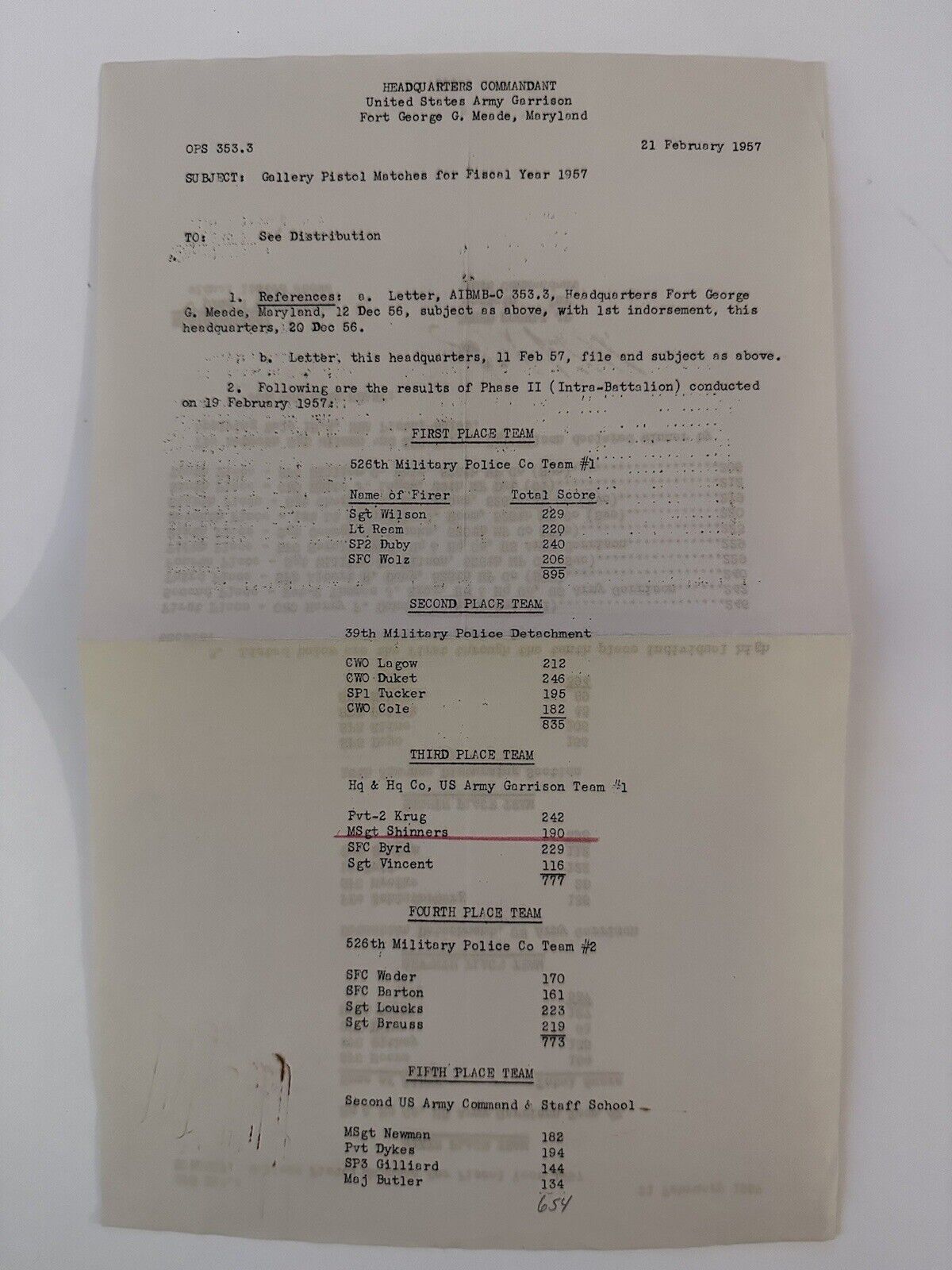 1967 February 21 Ft Meade Correspondence Ephemera Fiscal Year