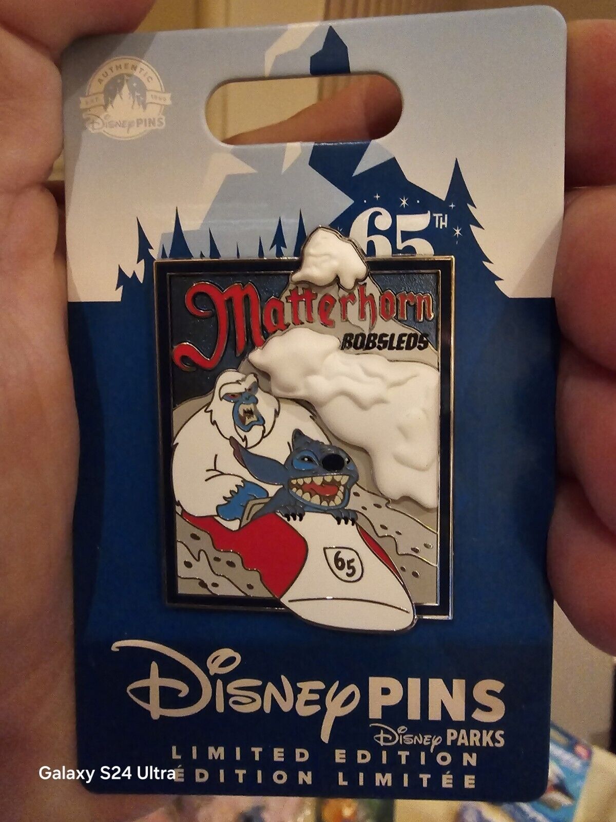 Disney disneyland matterhorn Bobsleds 65th anniversary Stitch pin