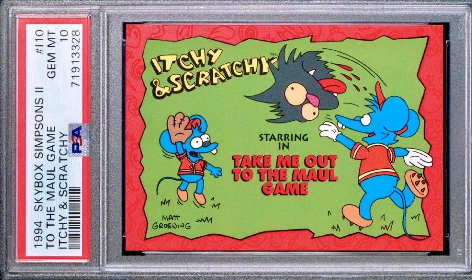 POP 1 PSA 10 Itchy and Scratchy 1994 Skybox Simpsons Take Me Out 2 the Maul Game