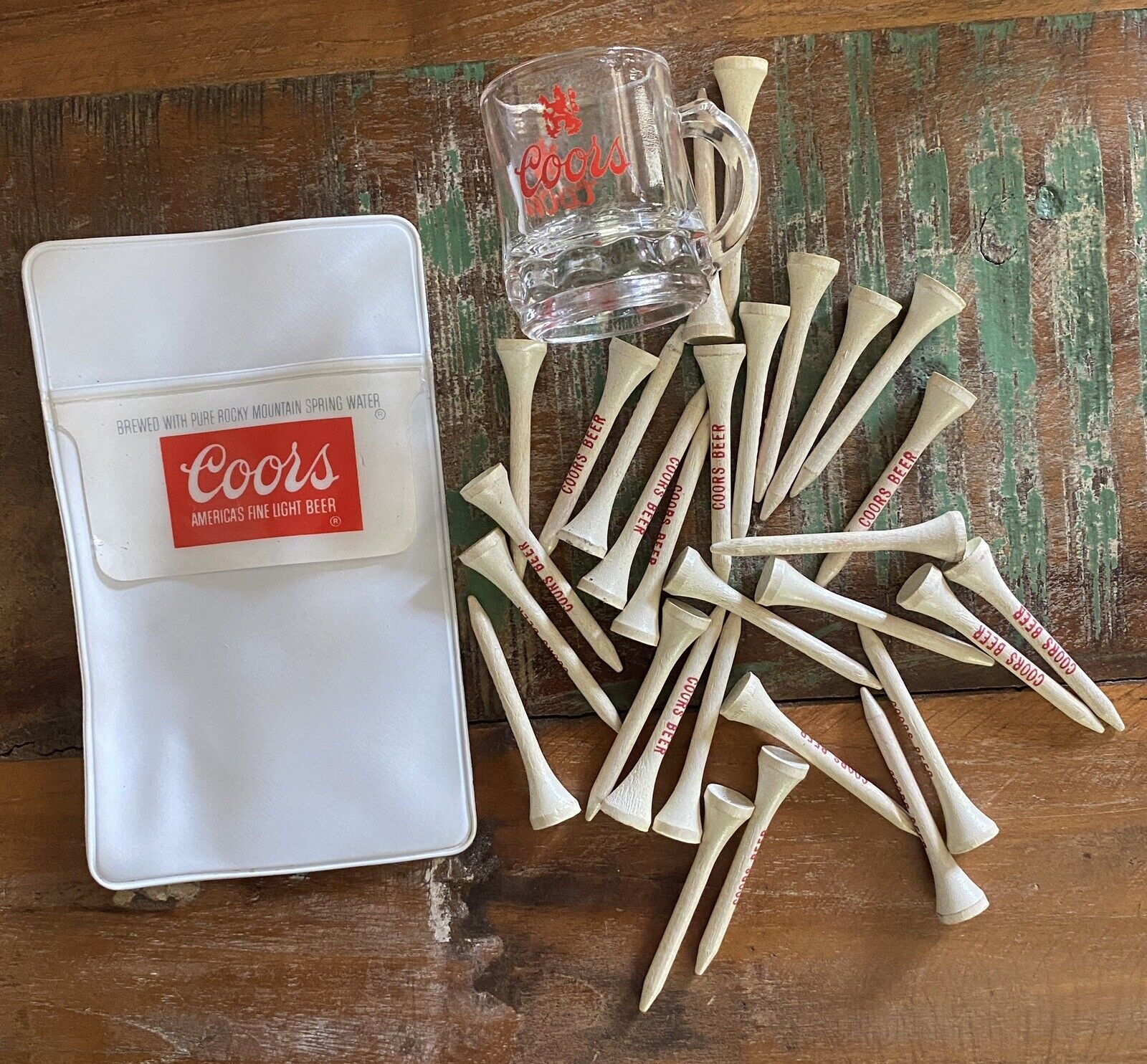 Coors Beer Vintage Golf Tees (29), Used Pocket Protector and Souvenir Shot Glass