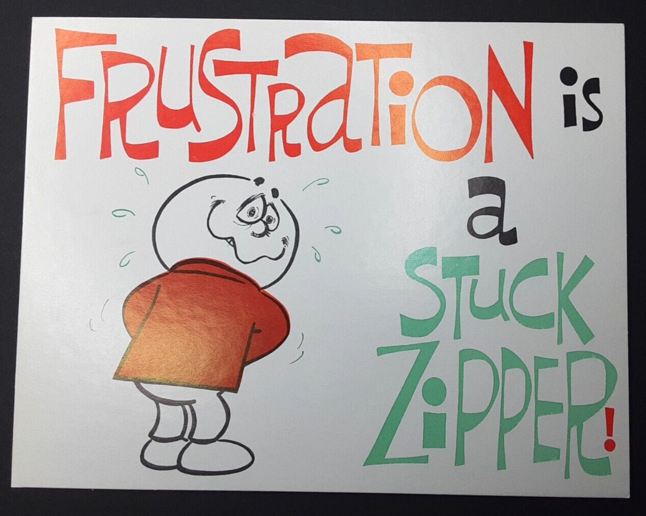 Frustration Is A Stuck Zipper Funny Sign Bathroom Humor Plaque Fun Retro Décor