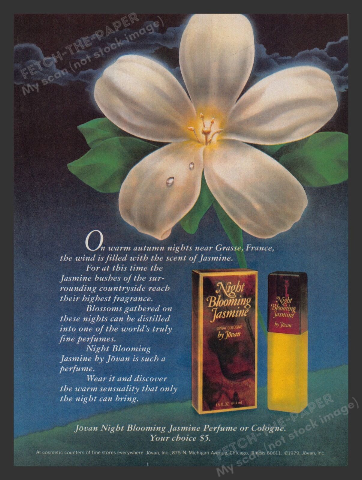 Jovan Night Blooming Jasmine Fragrance Promo 1980s Print Advertisement 1980