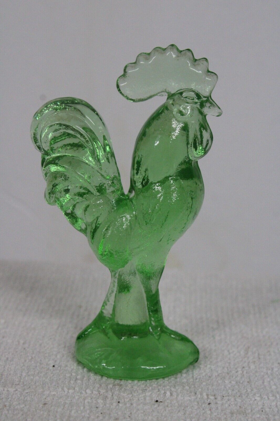 Antique Style Green Depression Glass Rooster Farm Art Decor Kitchen 4.5'' New