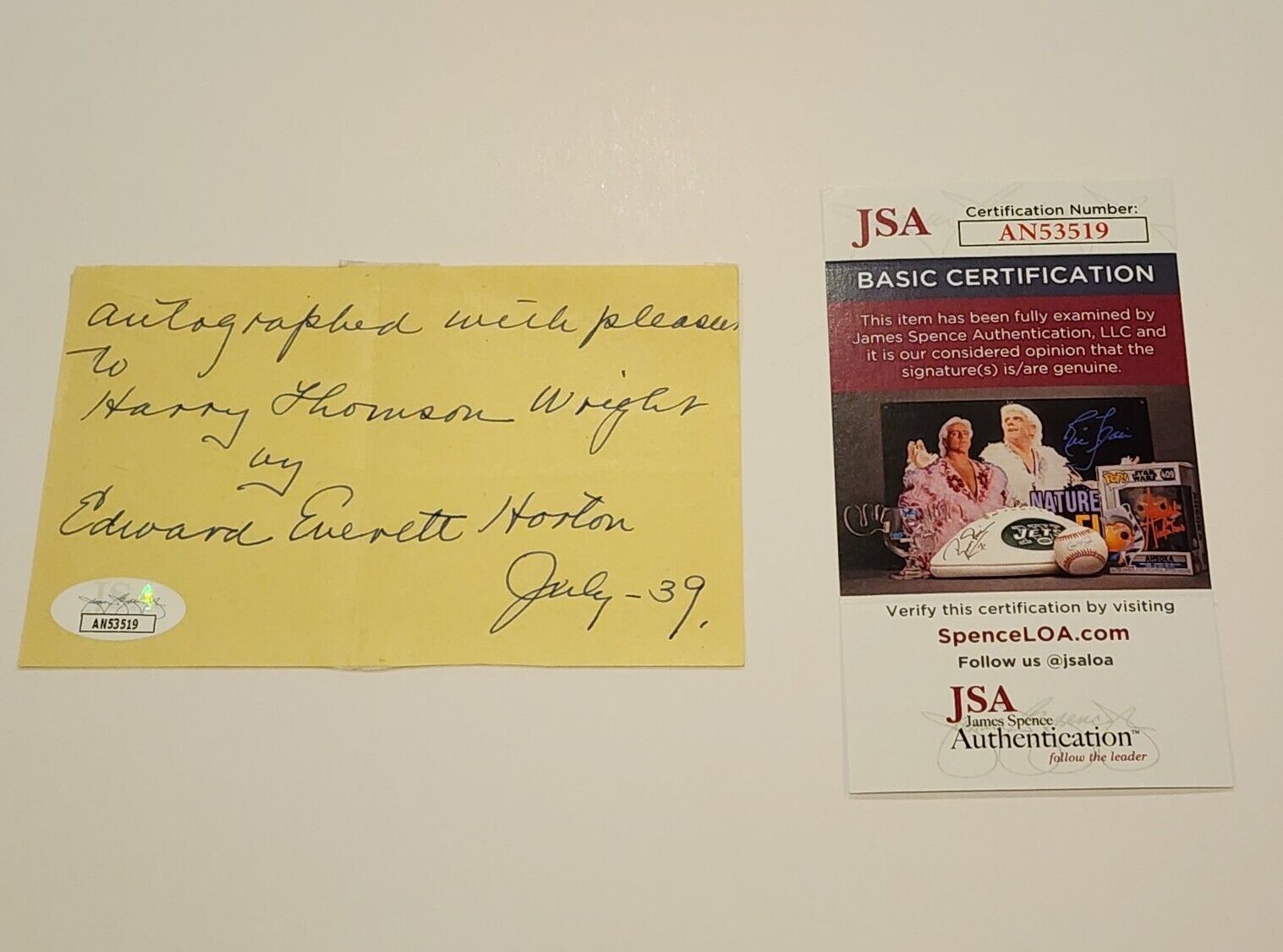 Edward Everett Horton Signed JSA COA Actor Autograph Auto Hollywood Holiday