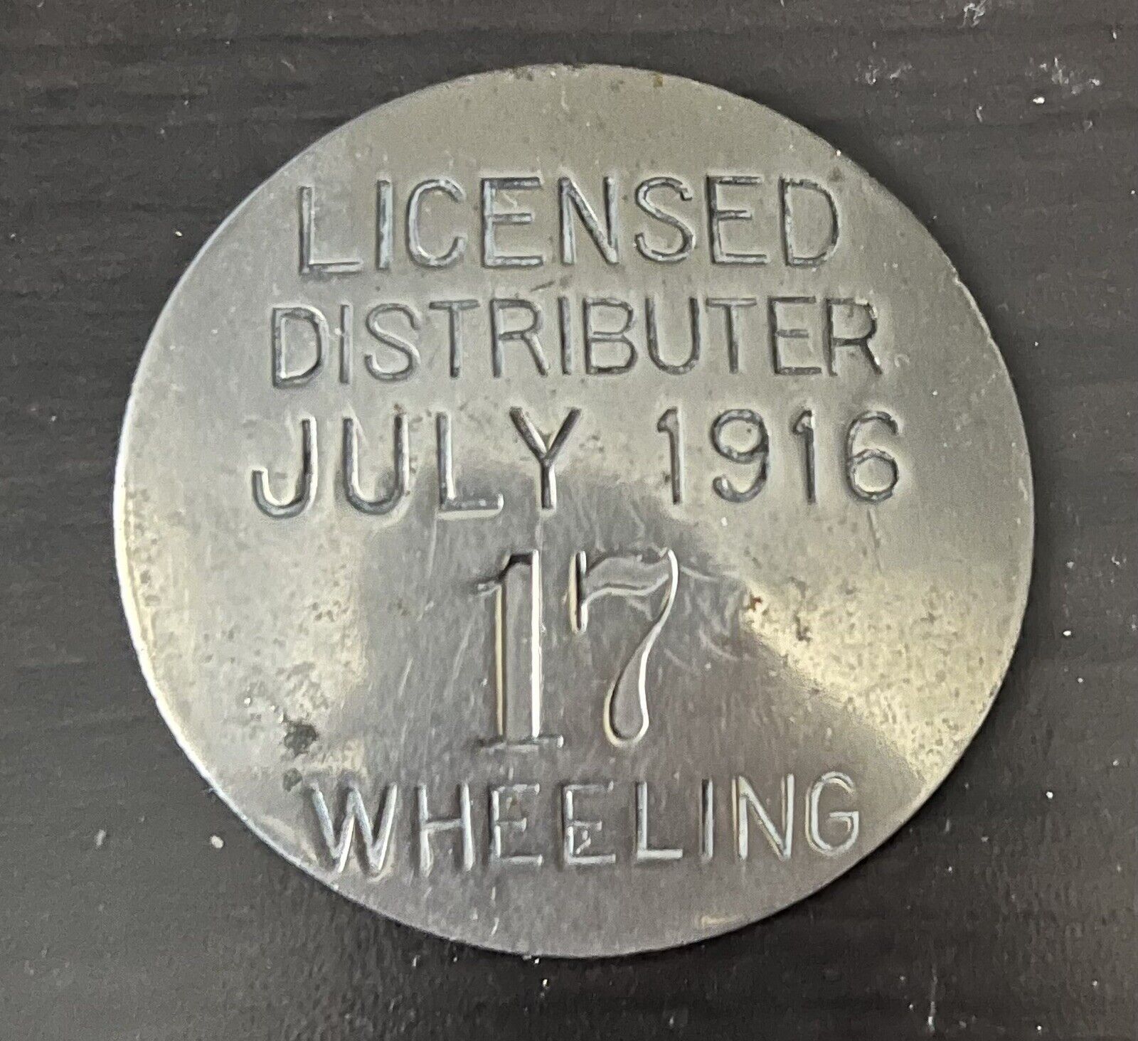 Wheeling WV Prohibition Era Distributer License 1916