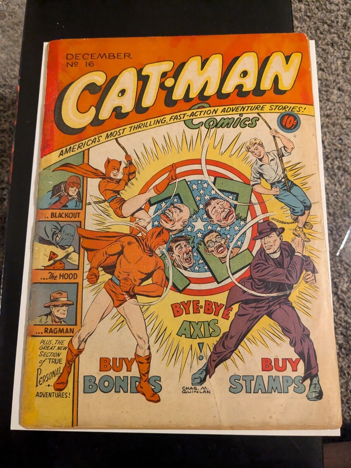Cat-Man Comics #16 WWII Hitler Crv VG / Golden Age Continental Scarce 21 Census