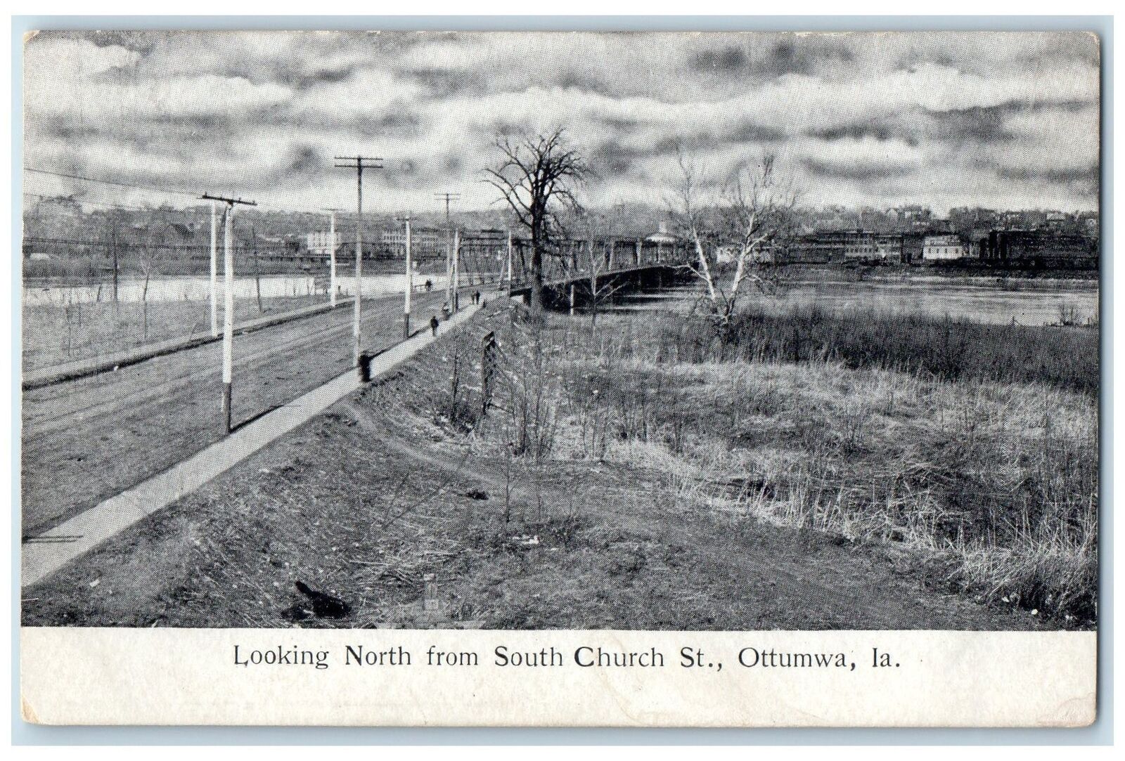 c1905\'s From South Church St. Railway Dirt Road Bridge Ottumwa Iowa Postcard