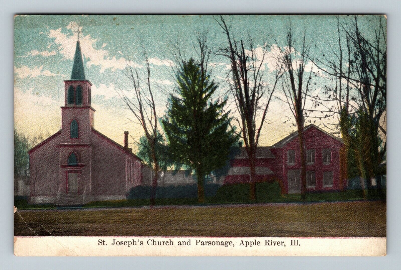 Apple River IL-Illinois, St. Joseph\'s Church, Parsonage, c1910 Vintage Postcard