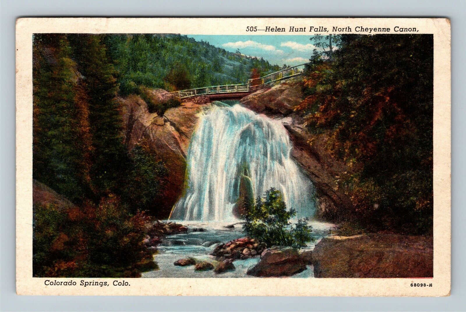 Colorado Springs, CO, Helen Hunt Falls, Cheyenne Canon, c1953 Vintage Postcard