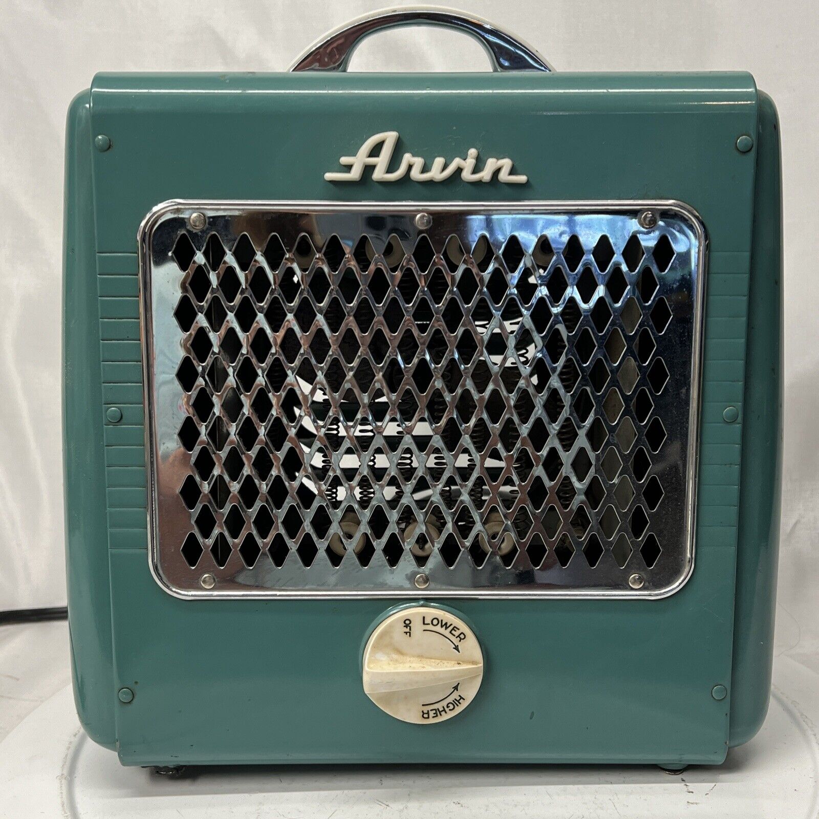 Vintage MCM Turquoise ARVIN Heater Model 5516 READ