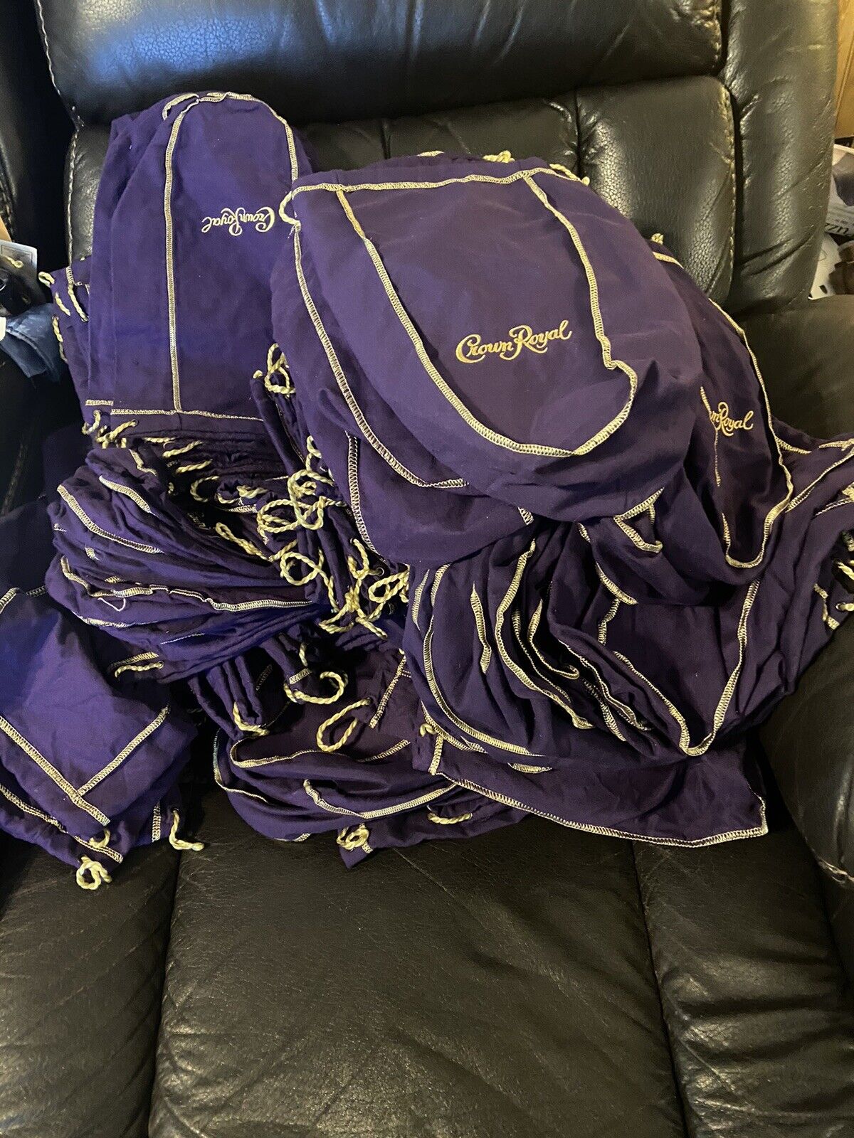 100- Crown Royal 12” Purple Bags.  Great For Quilts/crafts/ Dice 
