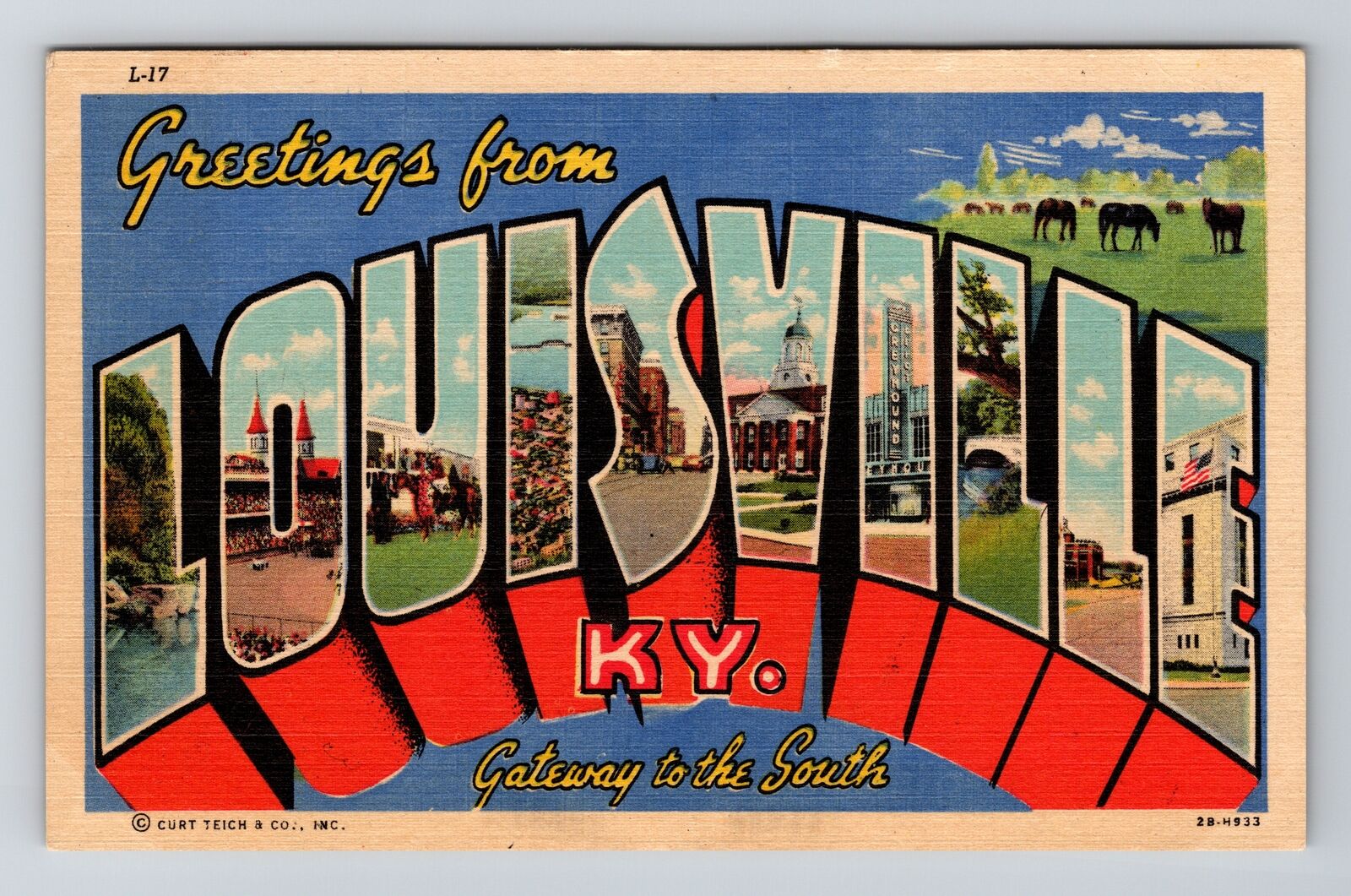 Louisville KY-Kentucky, LARGE LETTER Greetings, Vintage Postcard