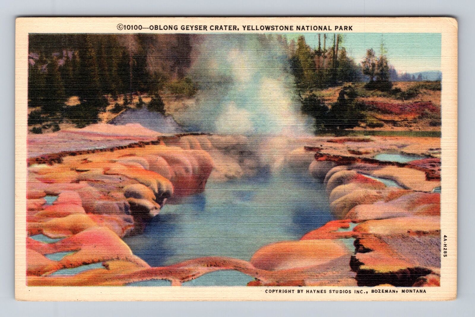 Yellowstone National Park, Oblong Geyser Crater, Series #10100, Vintage Postcard