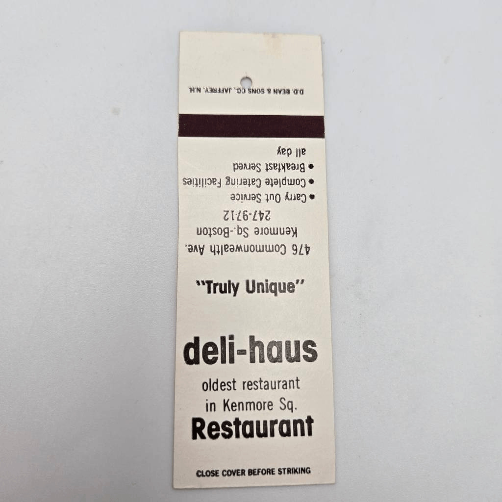 Vintage Matchcover Deli-Haus Restaurant Kenmore Square Boston Massachusetts Comm