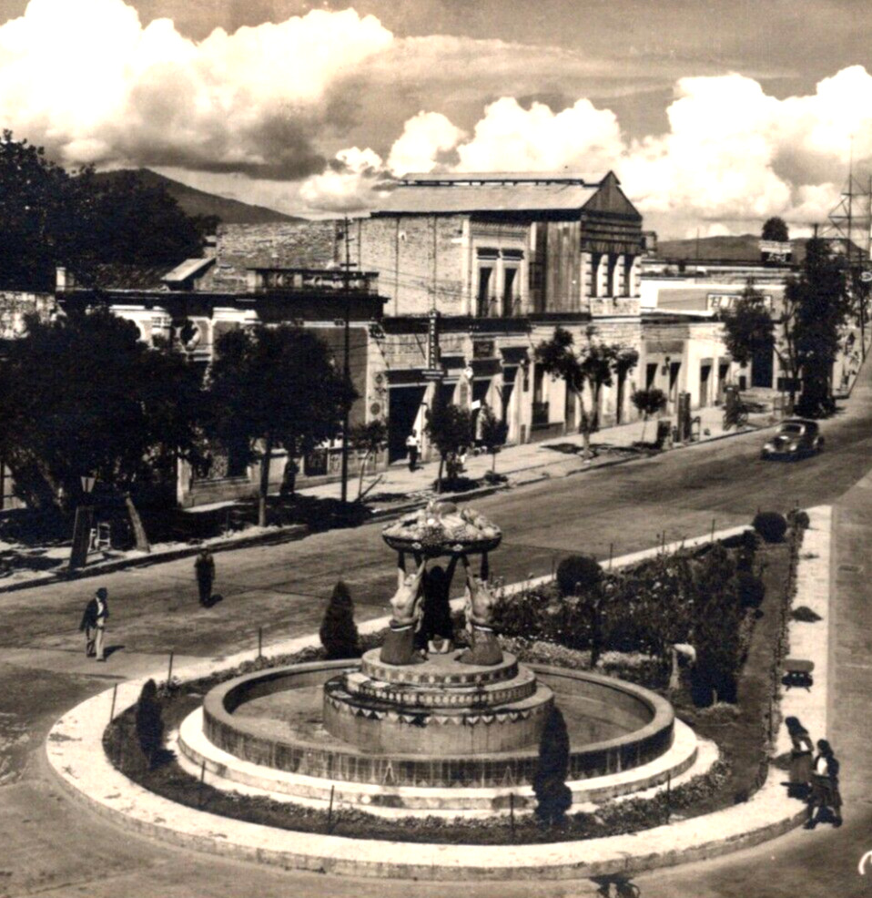 Fertility Fountain & City Center Morelia Michoacán Mexico 1940s RPPC Postcard
