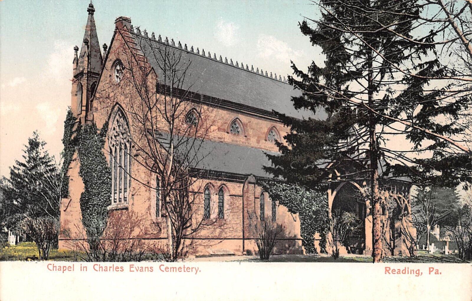 Chapel in Charles Evans Cemetery Reading Pennsylvania PA UDB Postcard 7276