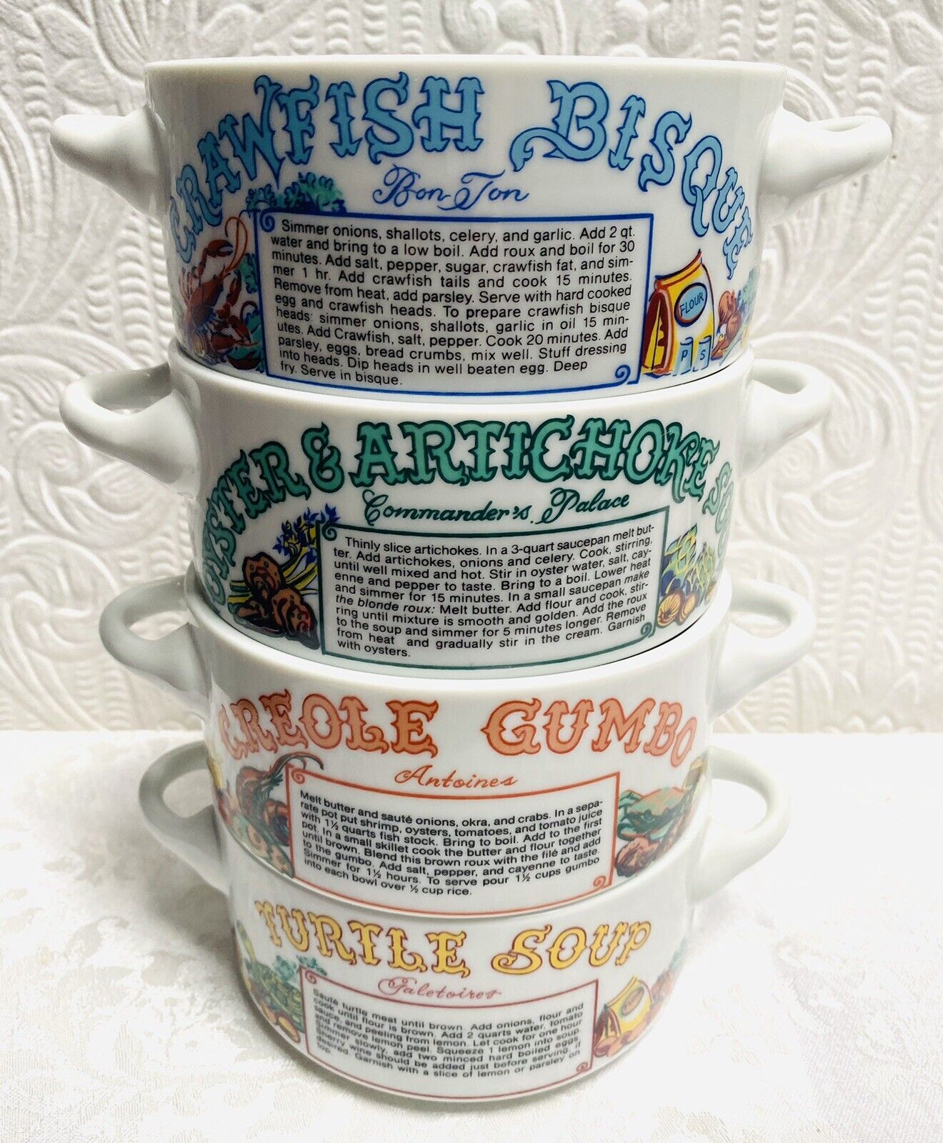 4 Never Used Vintage Ljungberg Collection Soup Bowls Recipes 1978 NWT