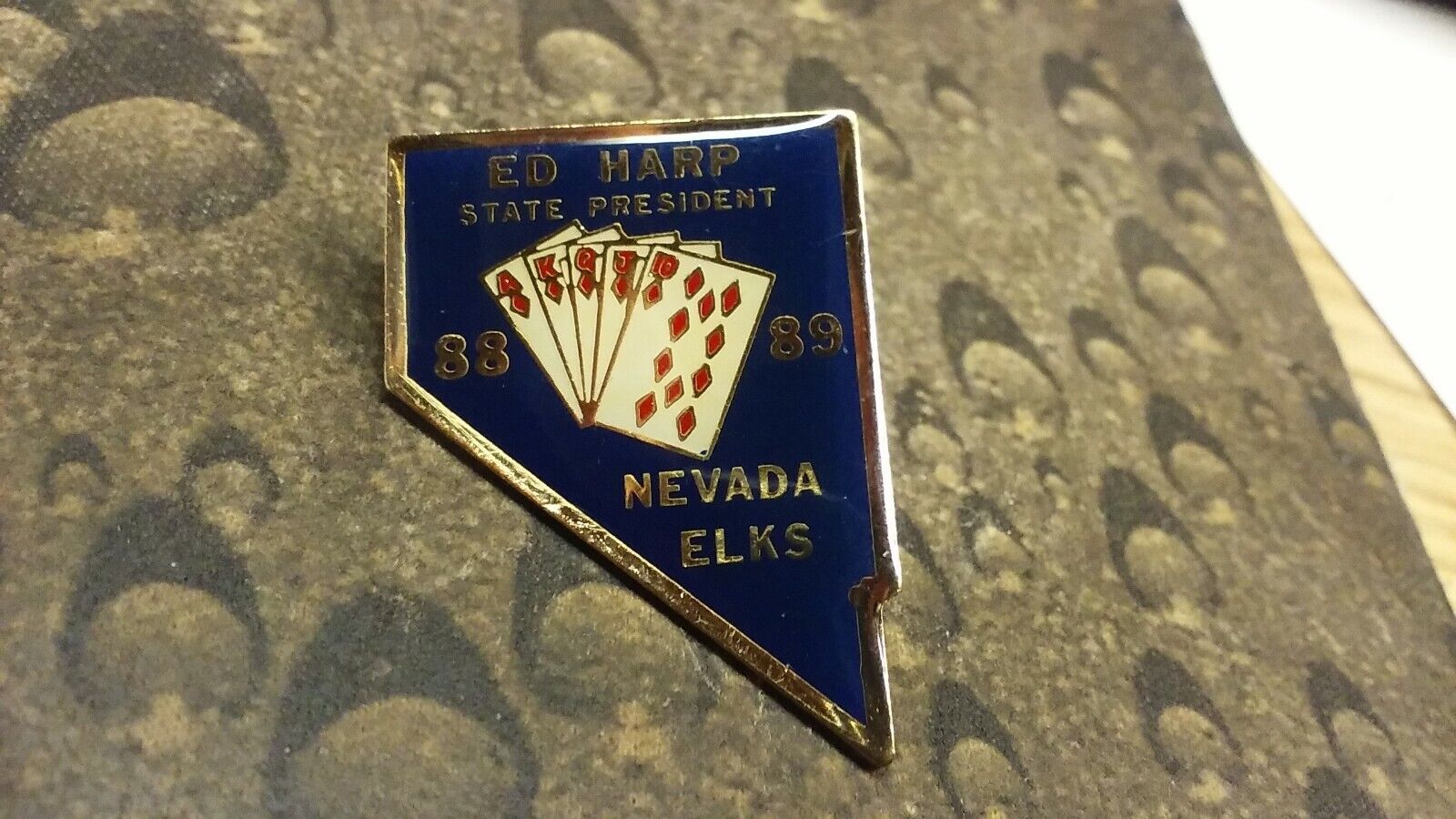 Ed Harp Nevada State President BPOE Elks Lodge pin badge 1988 1989