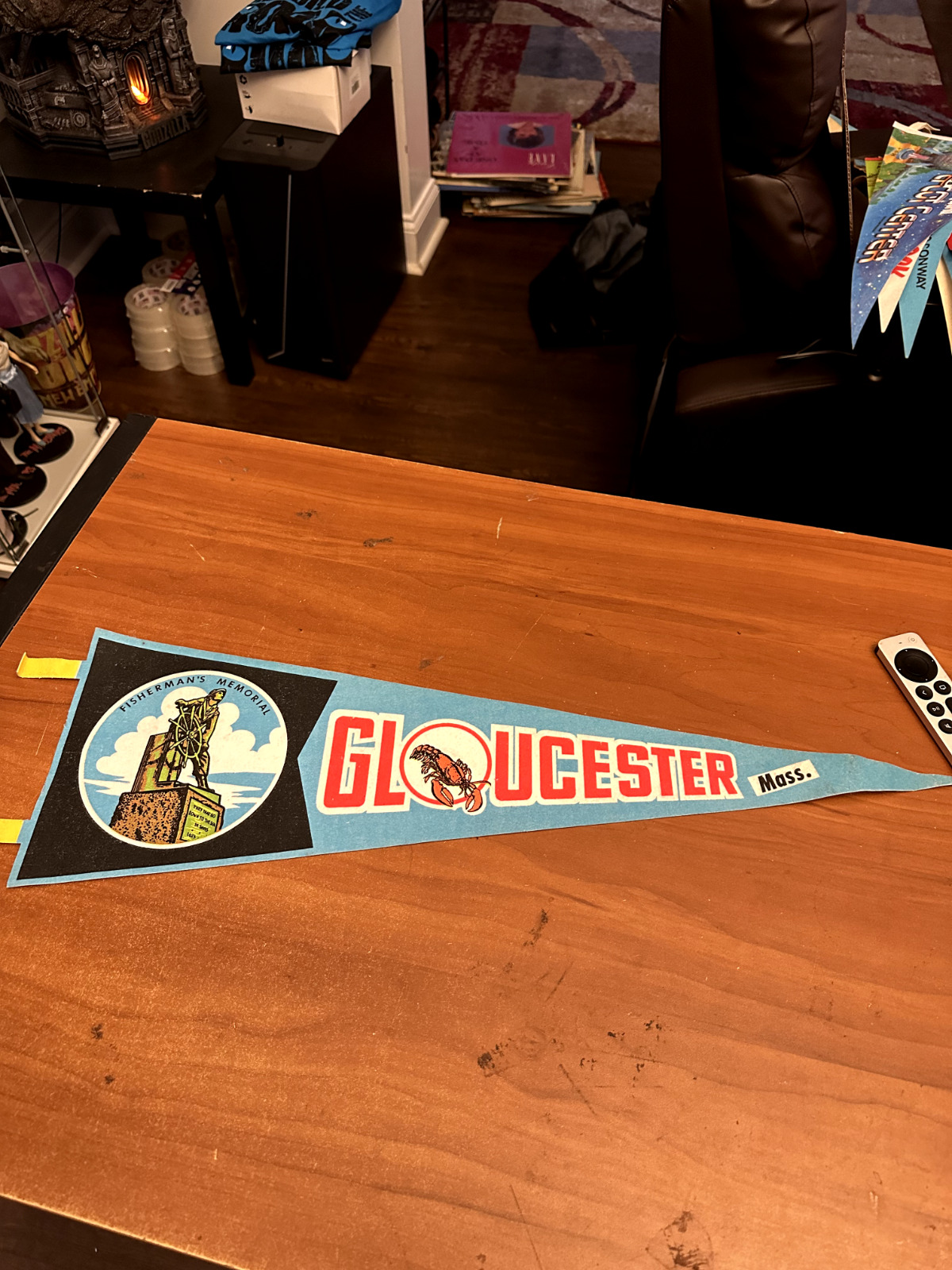Vintage Pennant rare 1960's Fisherman's Memorial Gloucester MASS 26 inch