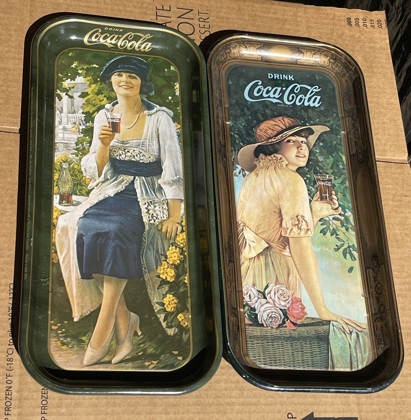 Two early 70’s Coca Cola Drink Trays In Excellent Condition 