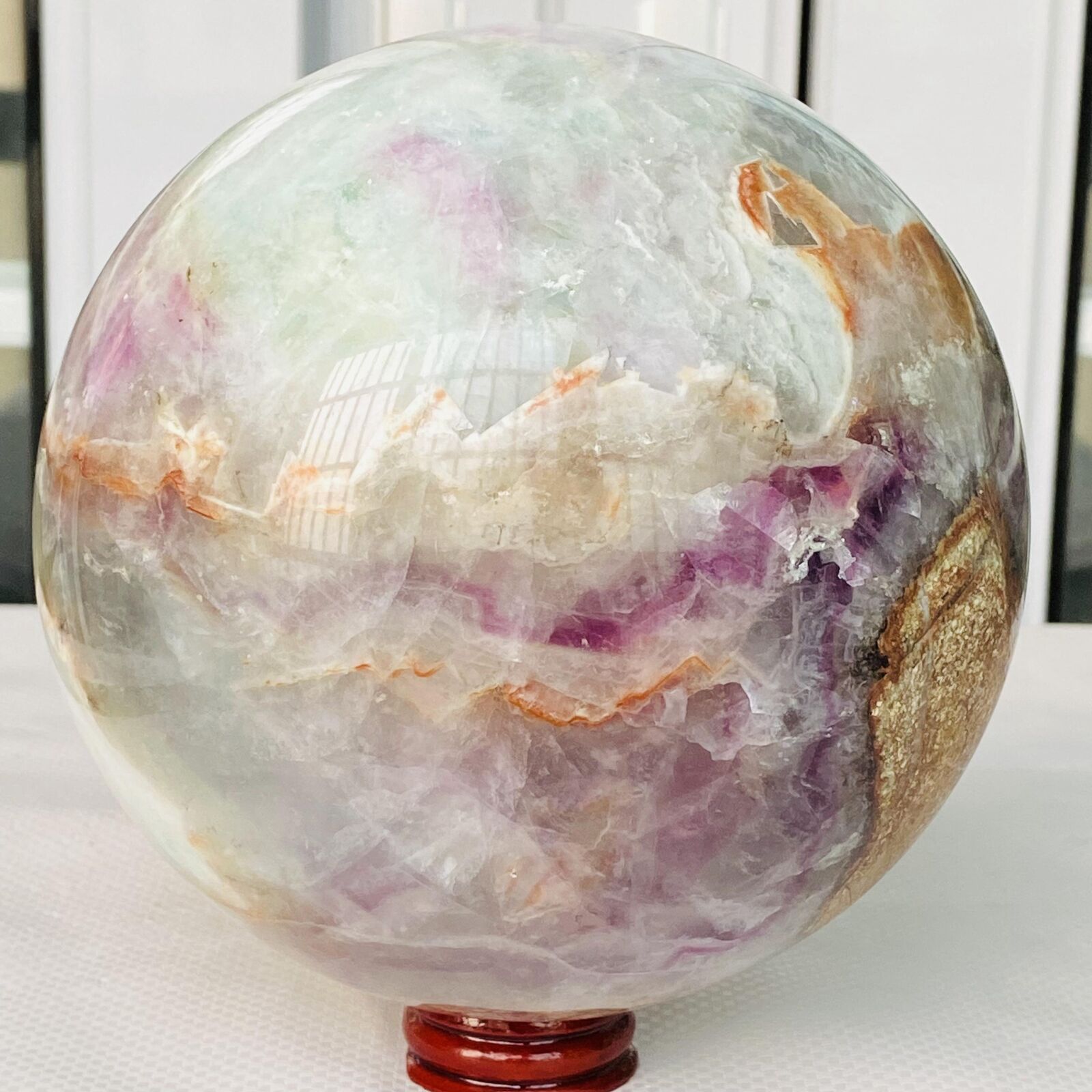 Natural Fluorite ball Colorful Quartz Crystal Gemstone Healing 4360G