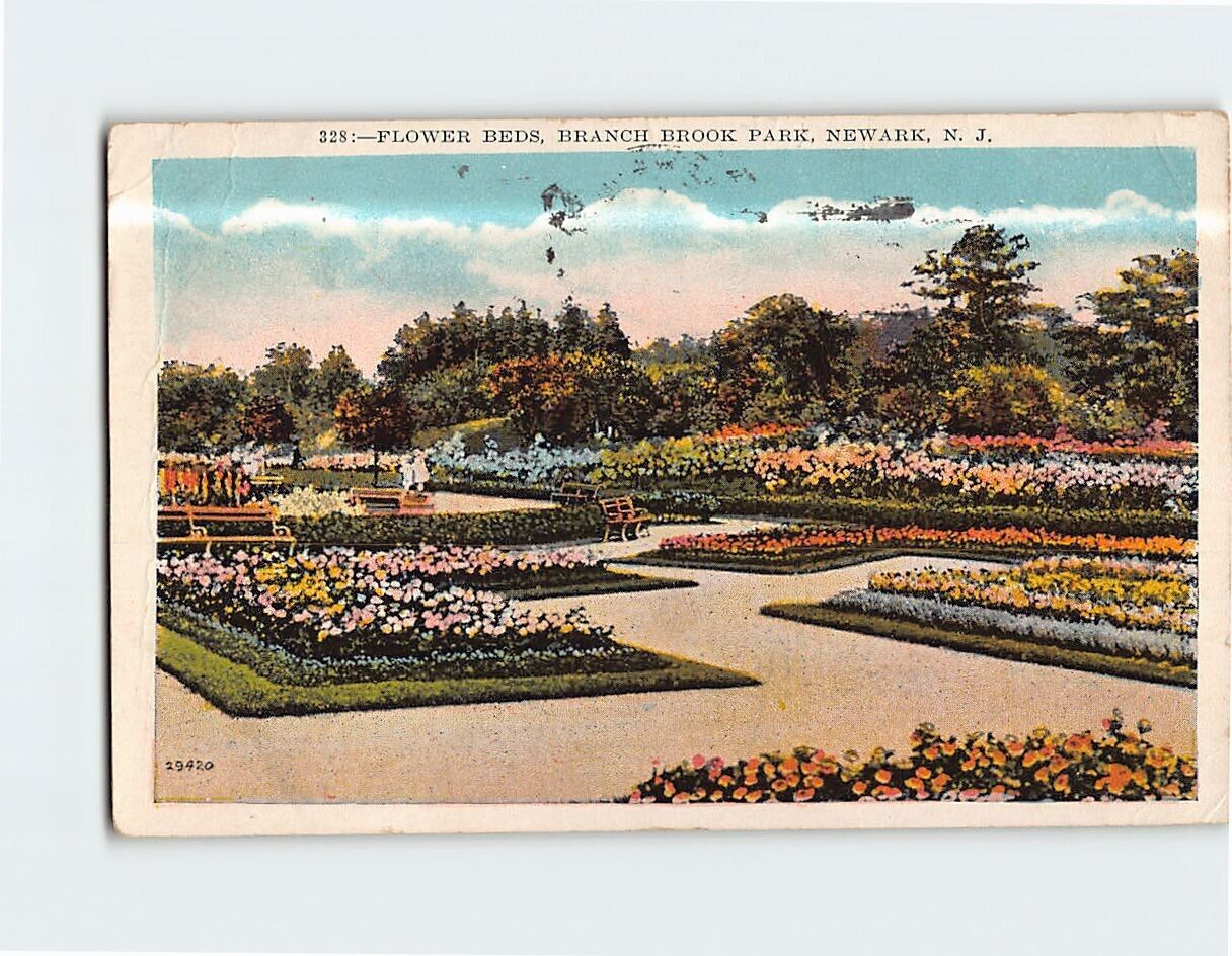 Postcard Flower Beds Branch Brook Park New Jersey USA