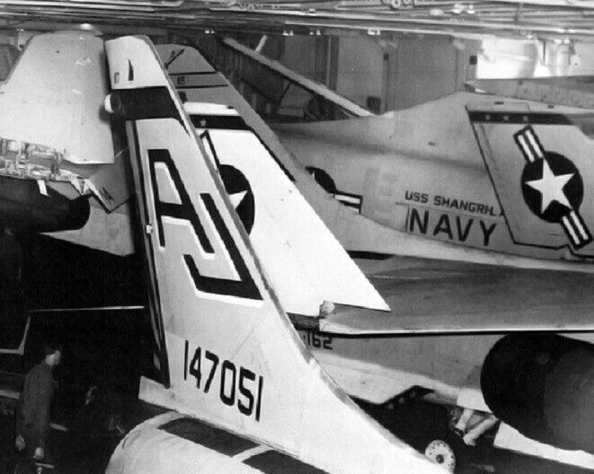Jets in the Hanger of Aircraft Carrier USS Shangri-La 8x10 Vietnam War Photo 752