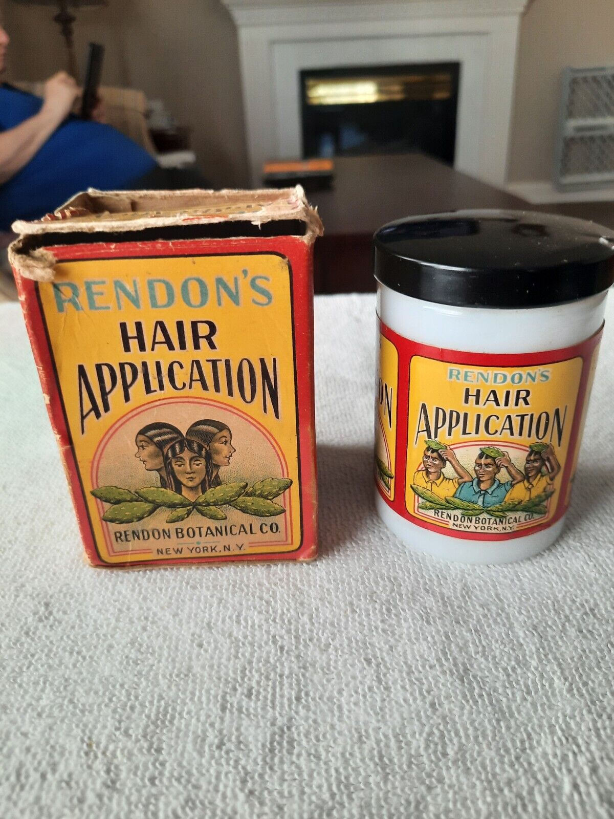 1920s Antique Ethnìc Hair Gel RENDON'S HAIR APPLICATION original box COLORS