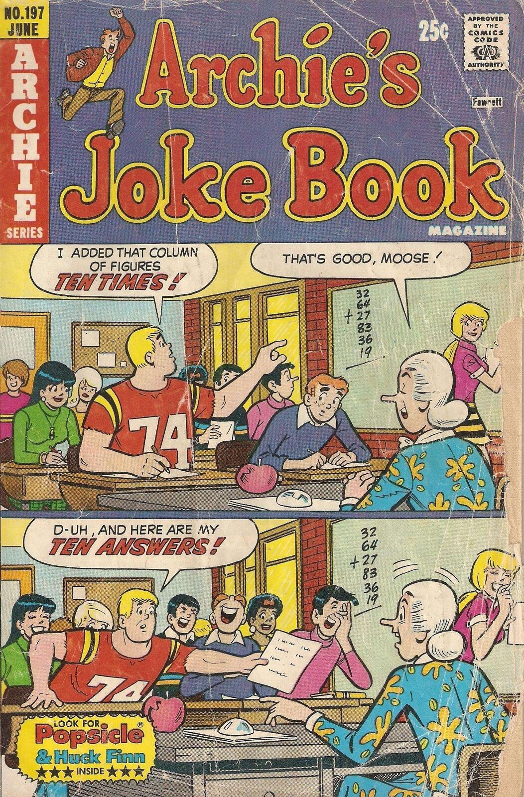 Archie's Jokebook Magazine #197 FAIR; Archie | low grade - June 1974 Math Cover