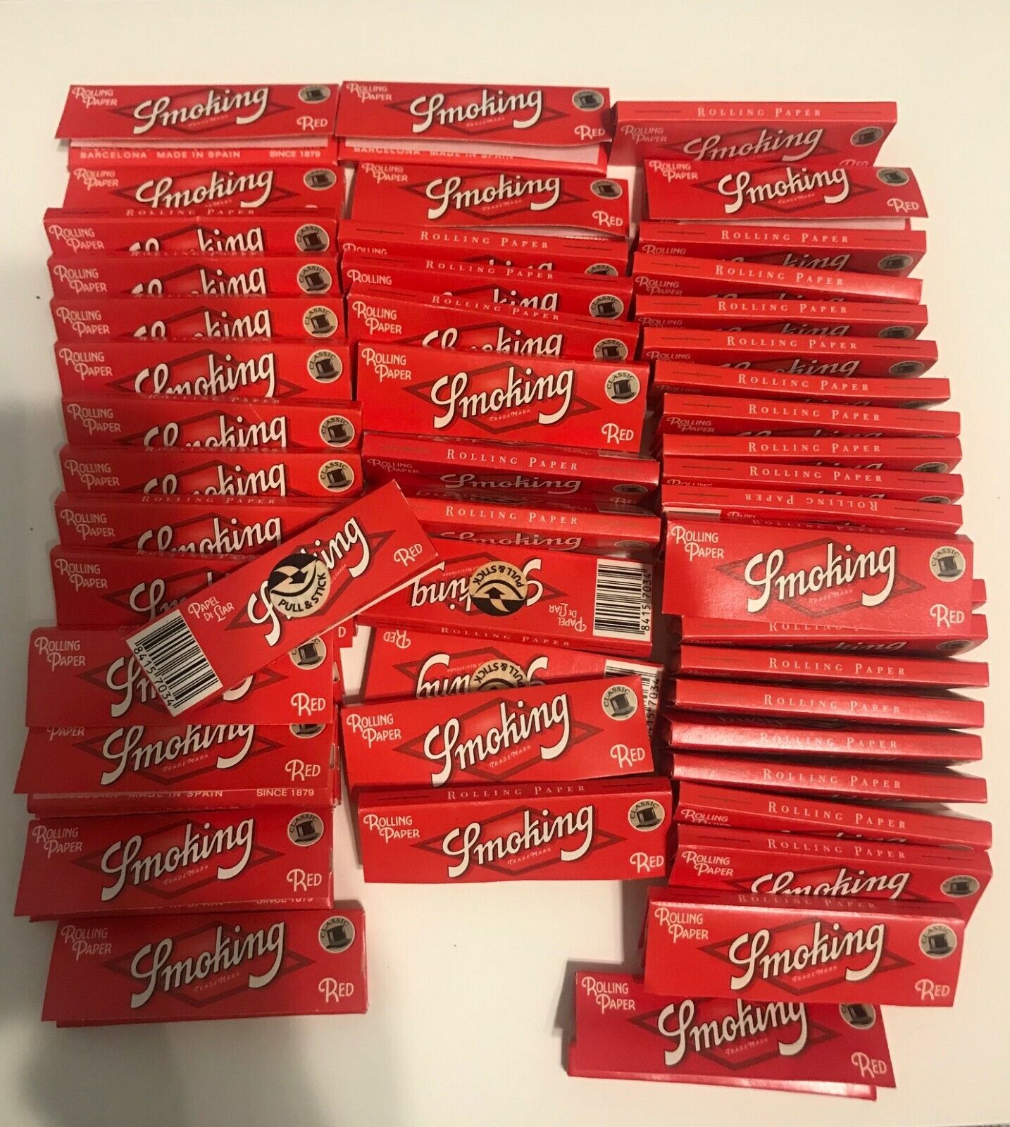 SMOKING Red Single Wide Rolling Papers (50 Booklets / 3000 Leaves)