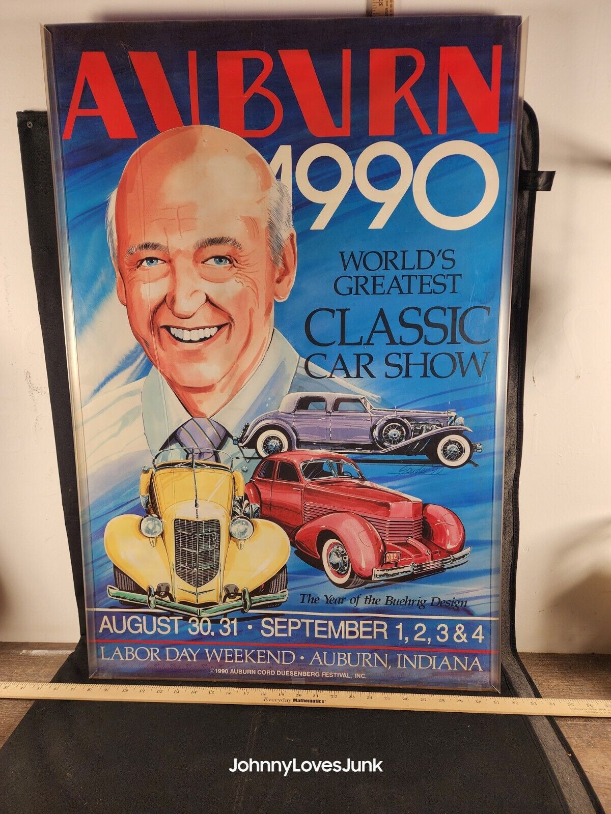 Vintage 1990 Auburn Automobile Classic Car Show Poster Indiana 30x24in 