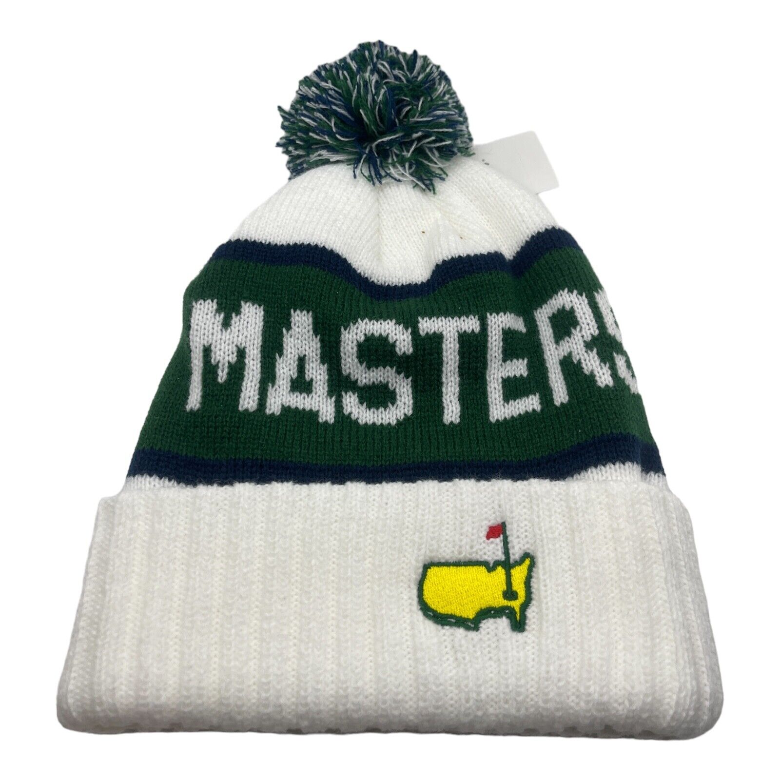2024 Masters White Toboggan Ski Hat w/ Pom Cold Weather Knit Hat Beanie AGNC