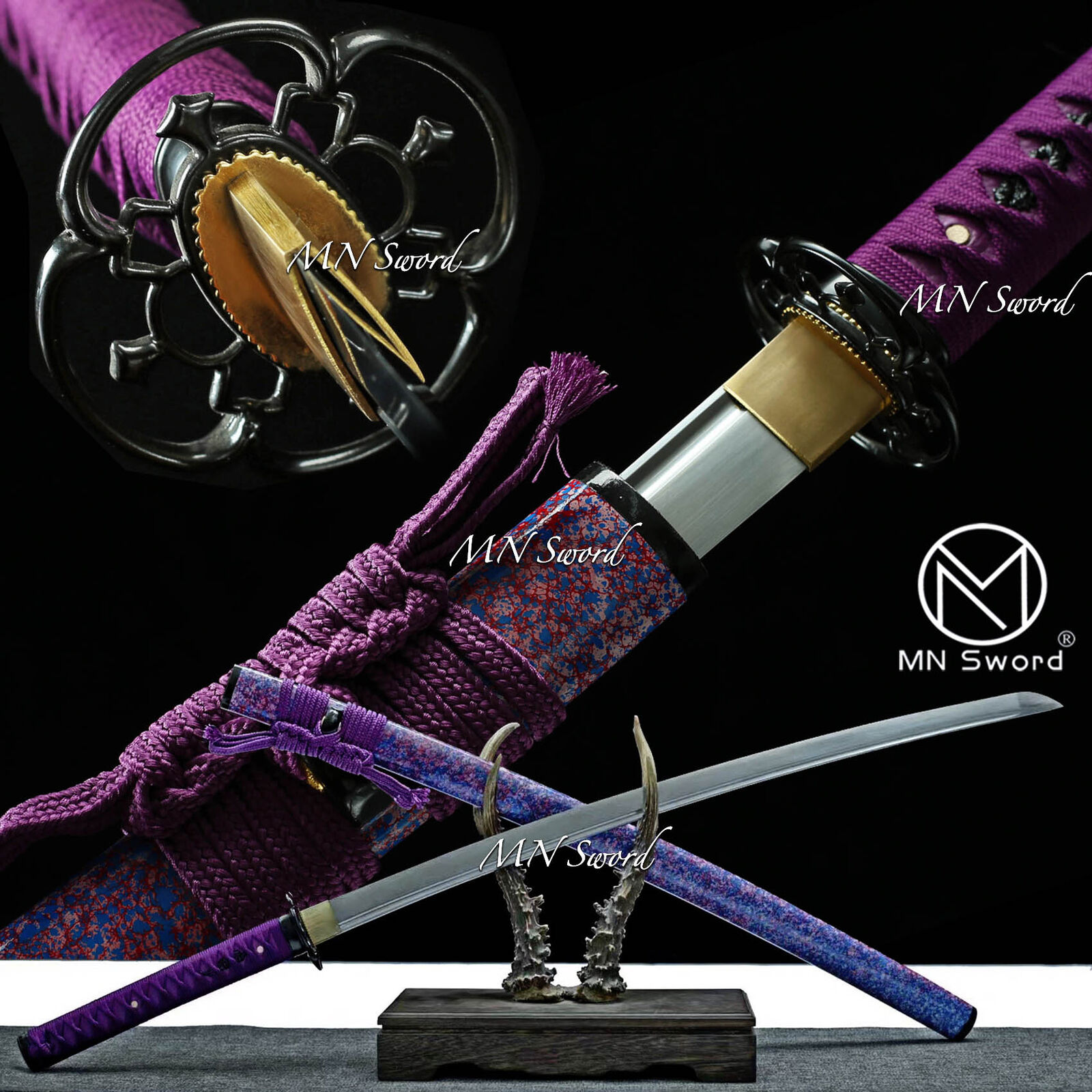 Noble Purple Authentic Japanese Sword Samurai Katana T10 CarbonSteel Sharp Blade