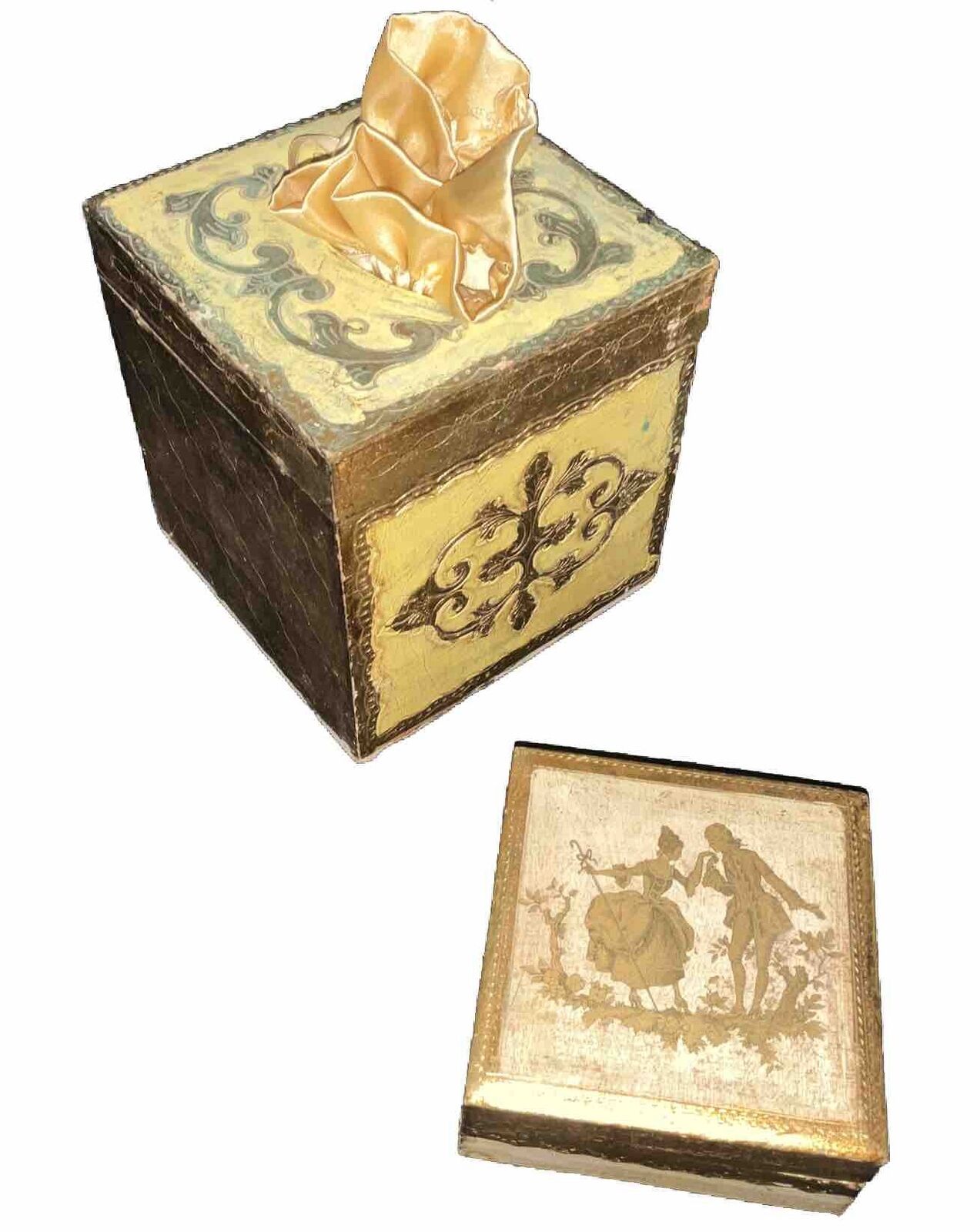 Vintage/Antique Gold Florentine Tissue Box INTRICATE DETAILING
