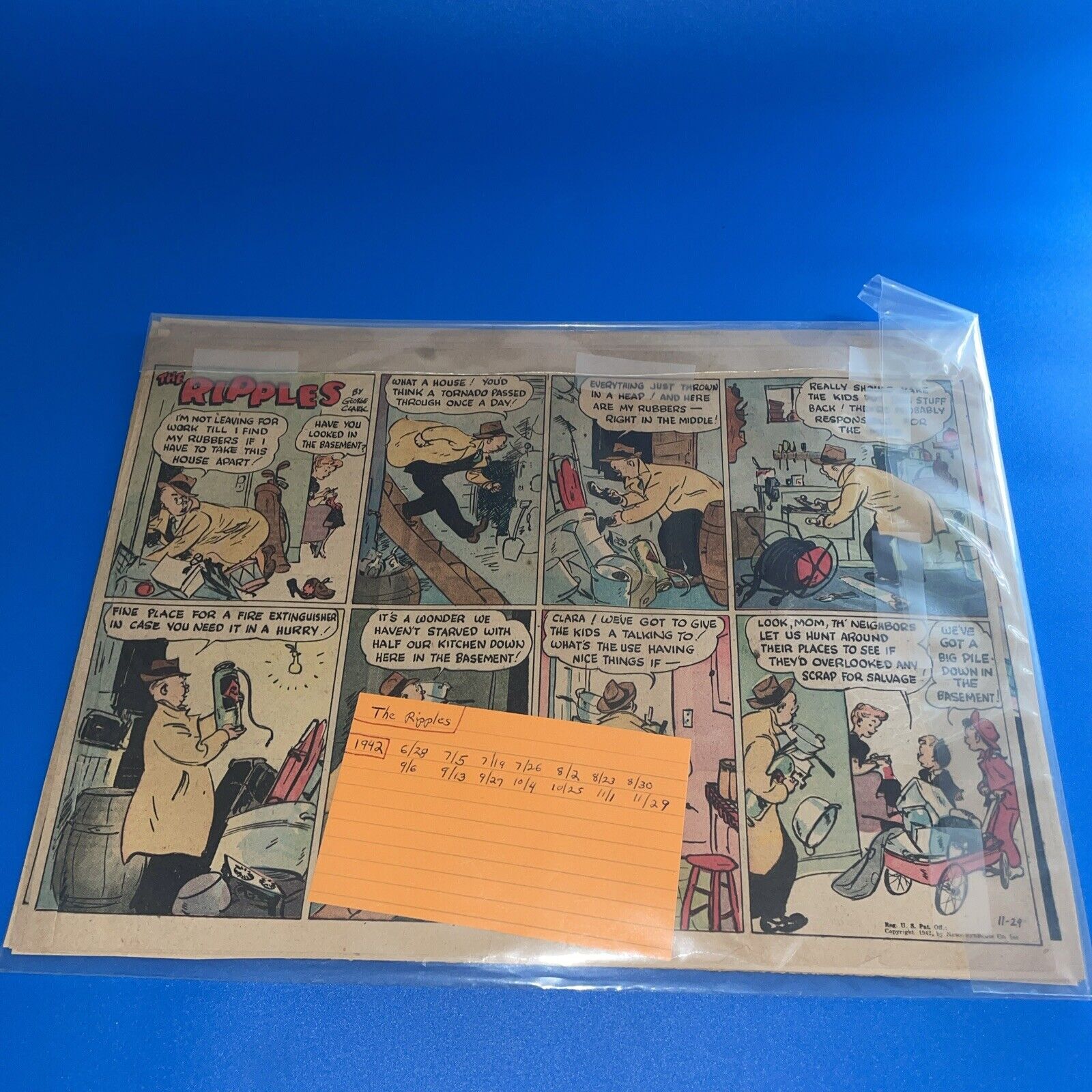 1942 The Ripples Newspaper Comic Full Color Page 14 Mixed Dates 14x10.5 MR