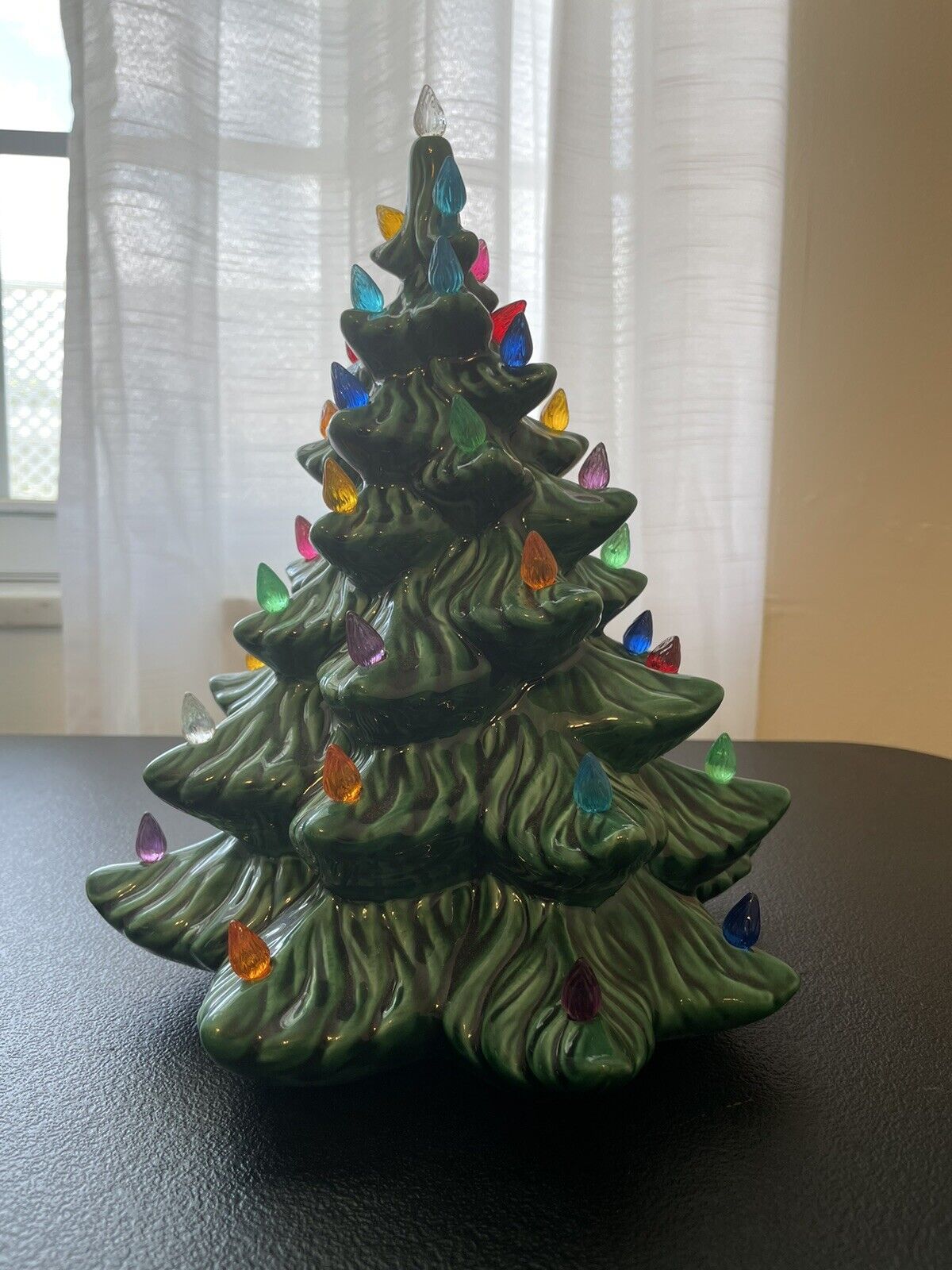Vintage Ceramic Green Christmas Tree Approximately 10