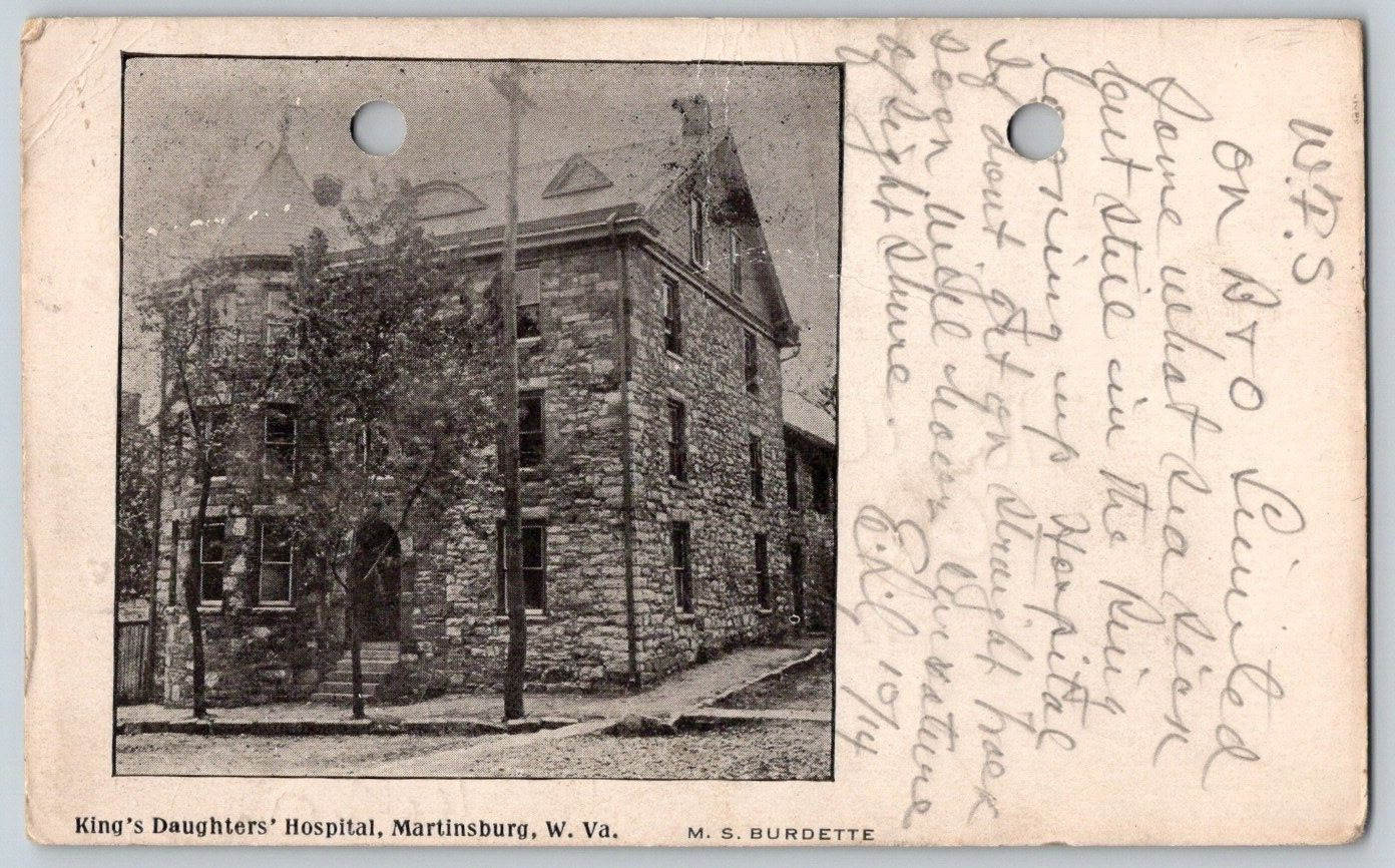 Undivided Back Postcard~ King's Daughters' Hospital~ Martinsburg, West Virginia