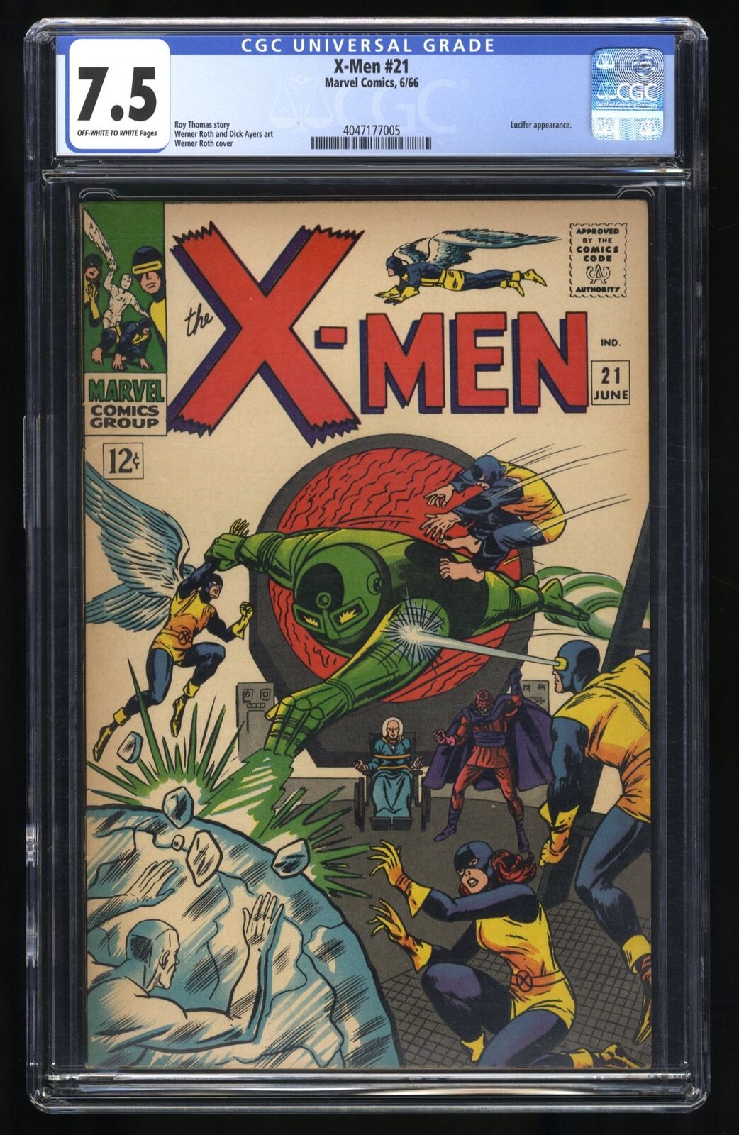 X-Men #21 CGC VF- 7.5 Off White to White Lucifer Appearance Roth and Ayers Art