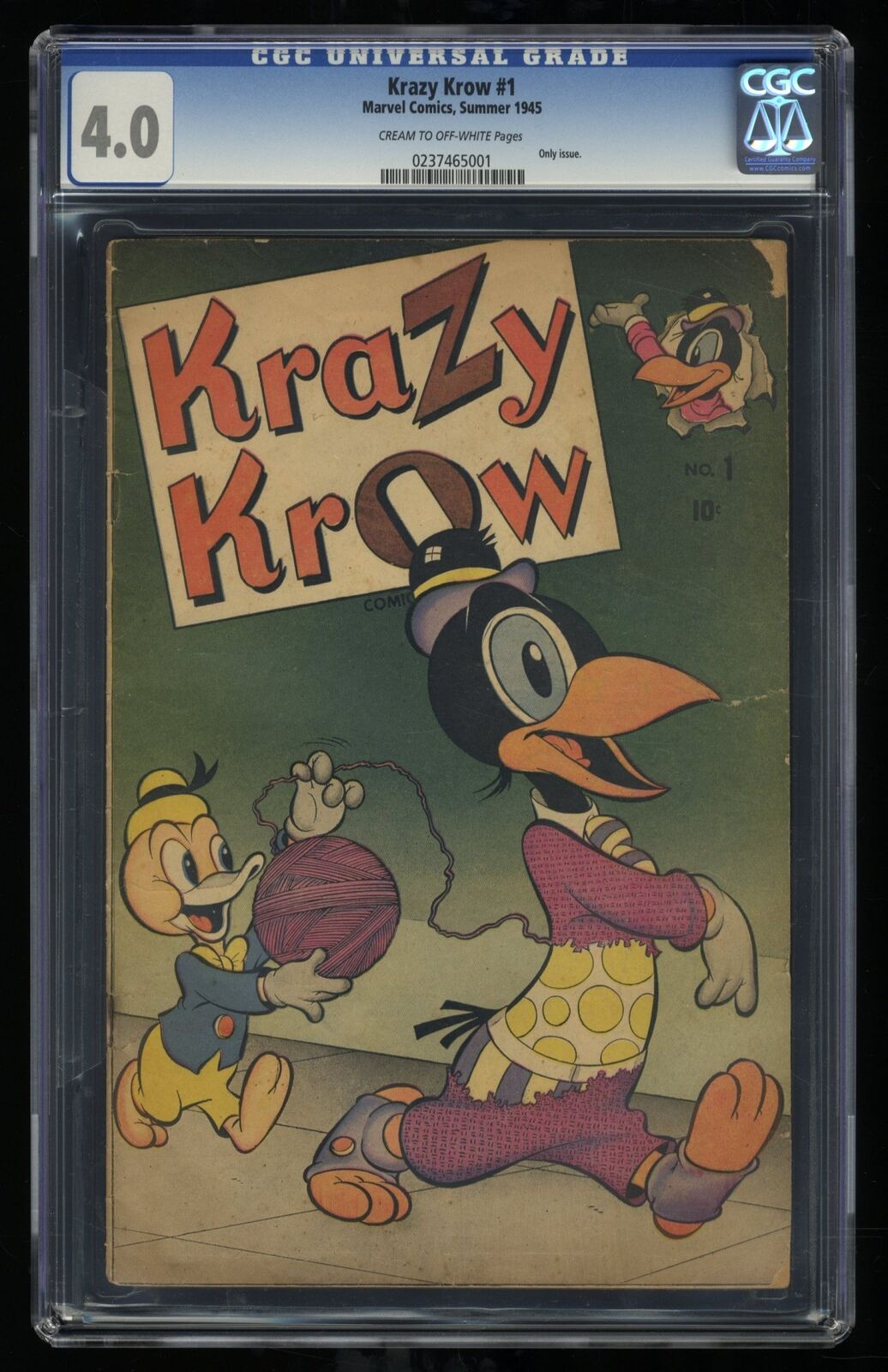 Krazy Krow (1945) #1 CGC VG 4.0 Golden Age Marvel Only Issue Marvel