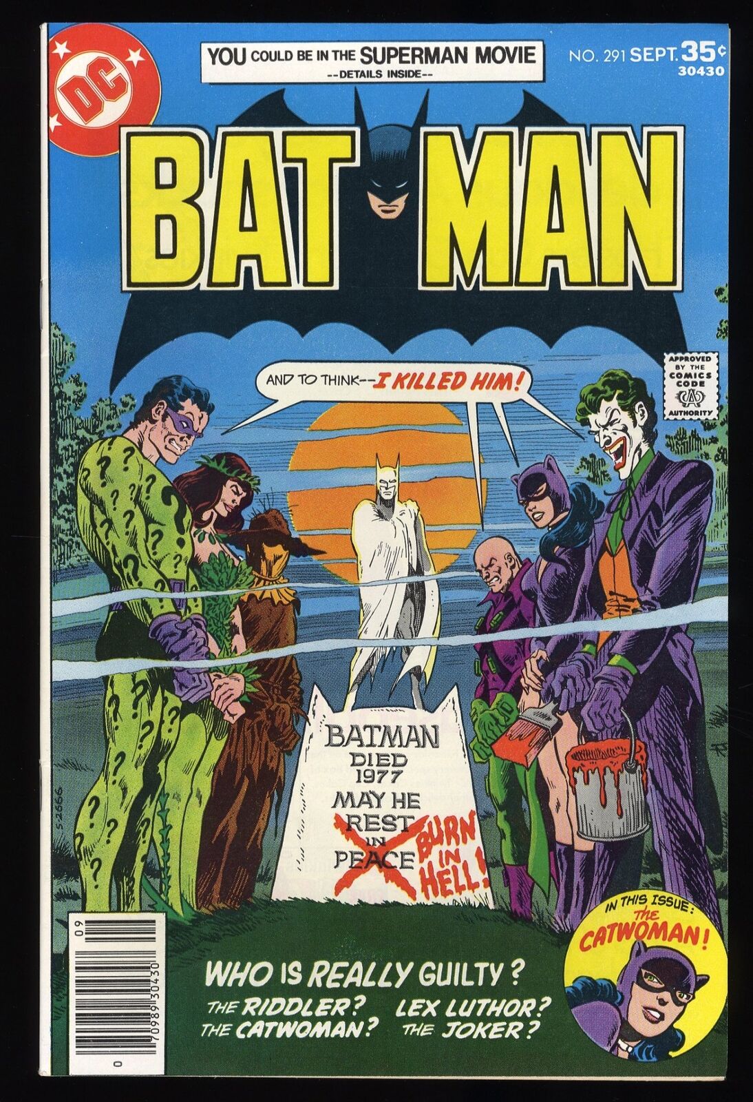 Batman #291 NM- 9.2 Jim Aparo Batman Grave Cover Catwoman DC Comics 1977