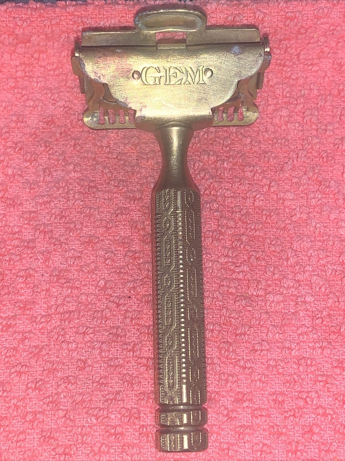 Vintage Antique GEM Razor MADE IN USA 1912 Patent Date Gold Tone