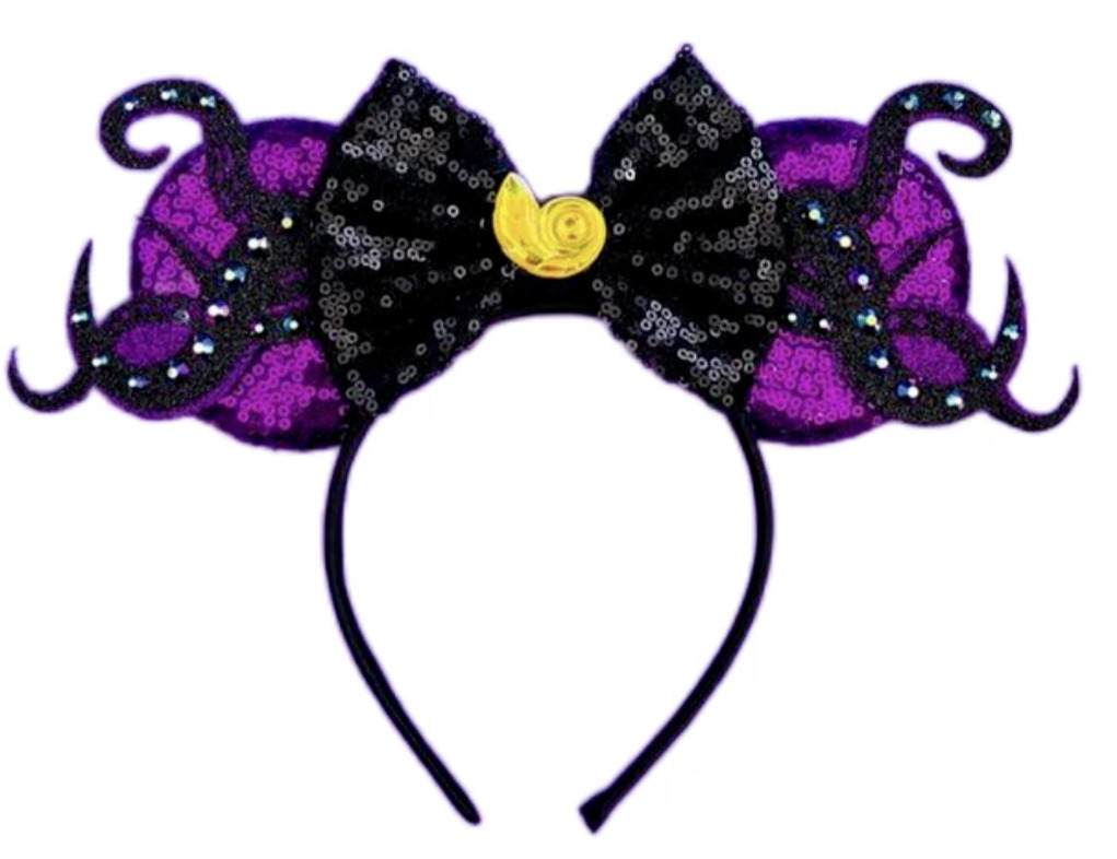 Disney Inspired Ursula ariel mermaid Minnie Mouse Purple Sequin Bow Headband Ear