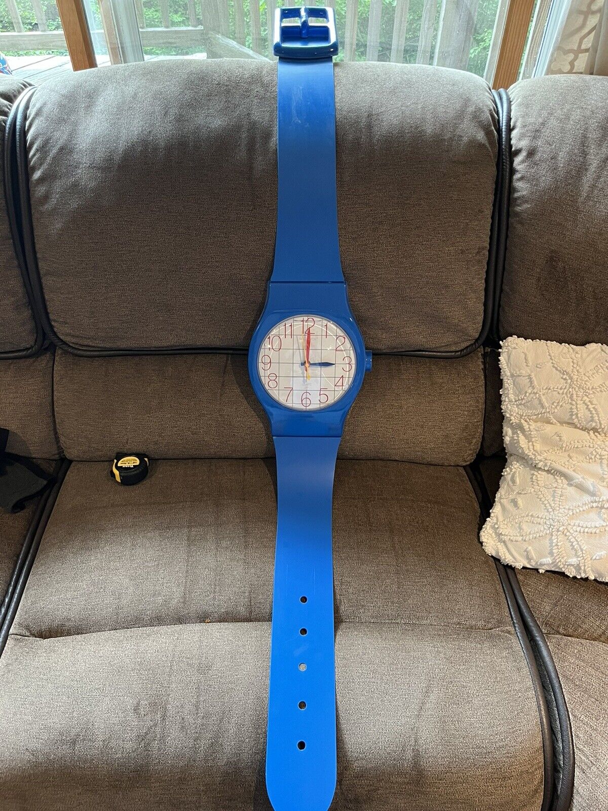 Vtg Optix Clockx  4 Ft 9” XL Swatch-Era Pop Art Grid Watch Wall Clock Blue USA